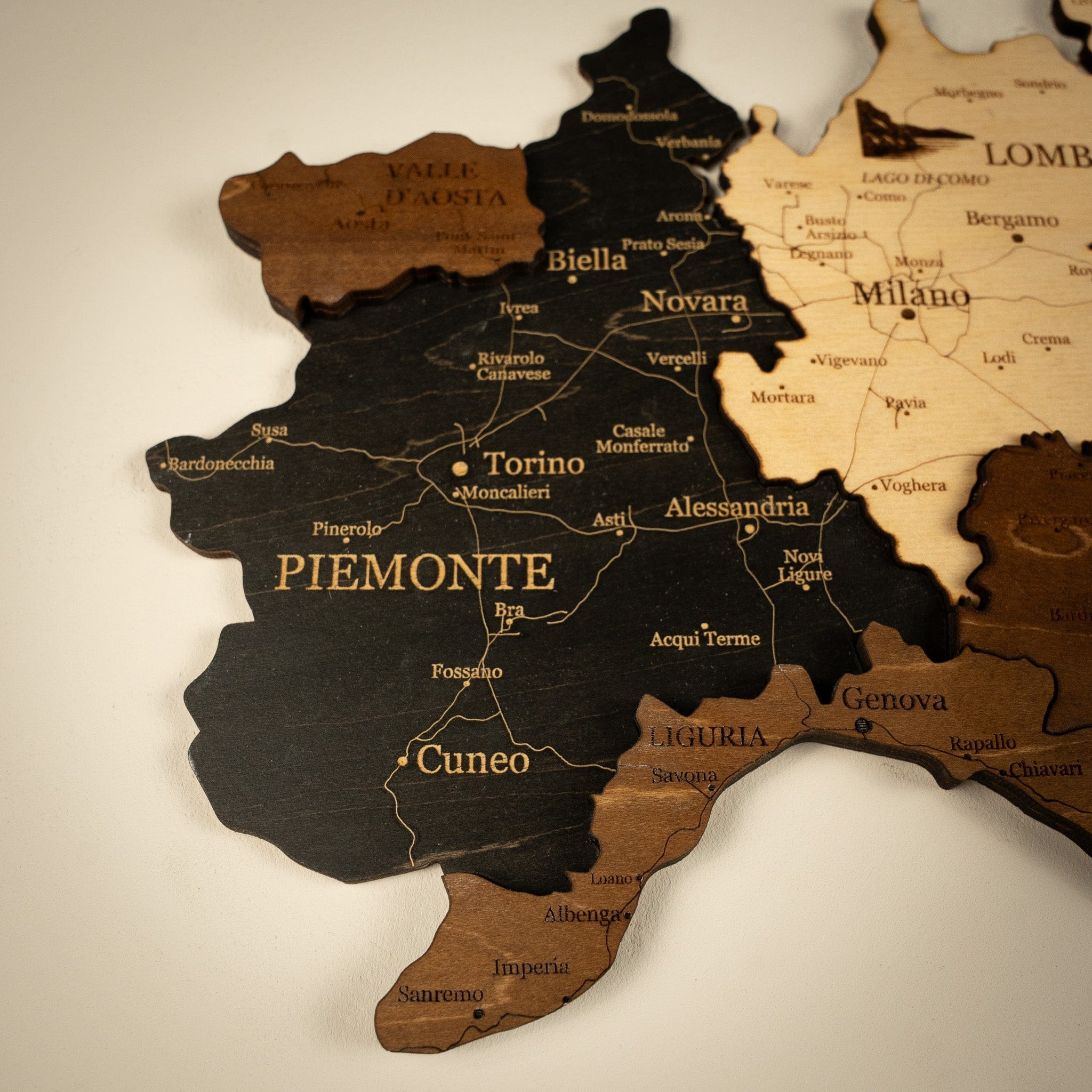 Italien 3D Holzkarte The5thFlavour 3D Wooden Country Maps