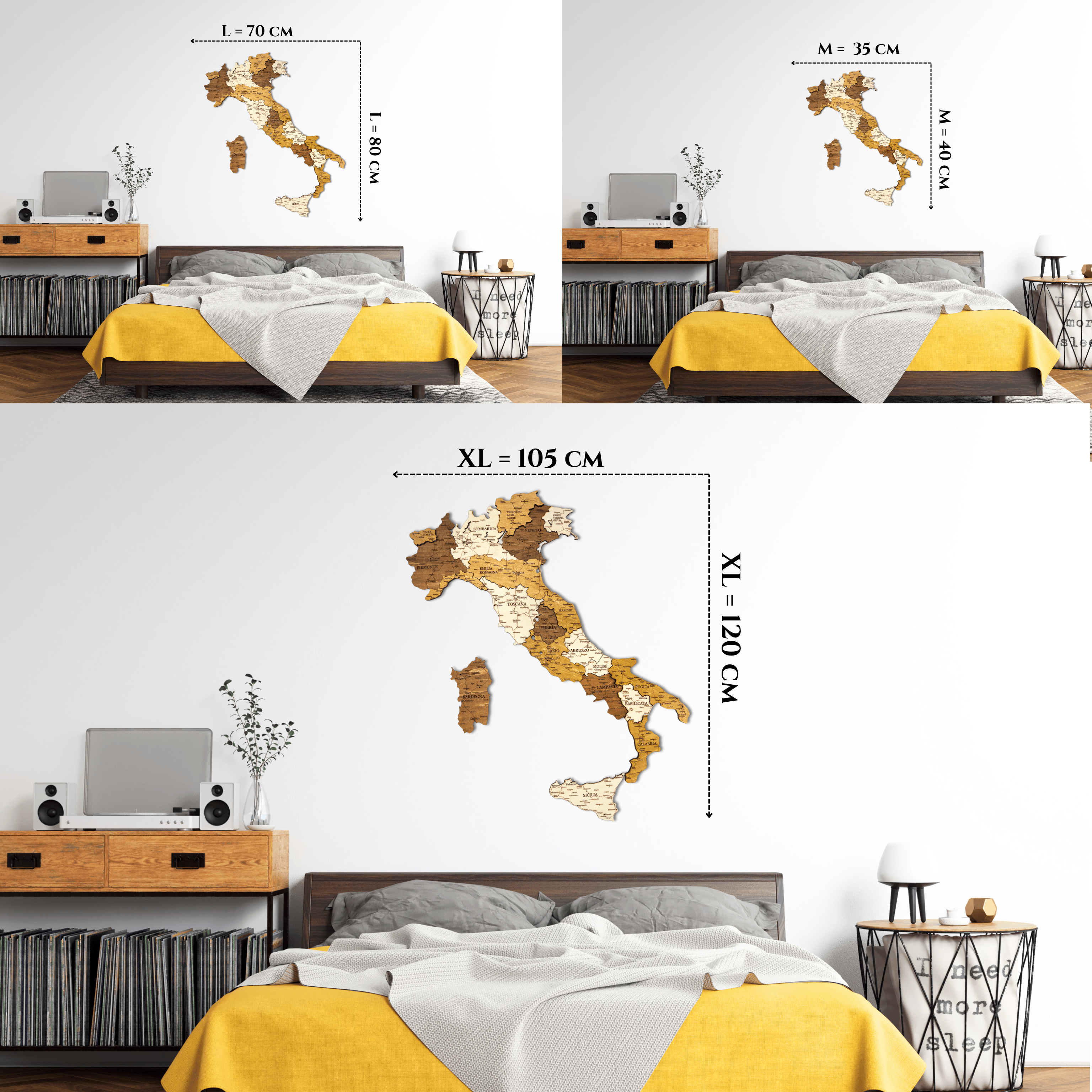 Italien 3D Holzkarte The5thFlavour 3D Wooden Country Maps