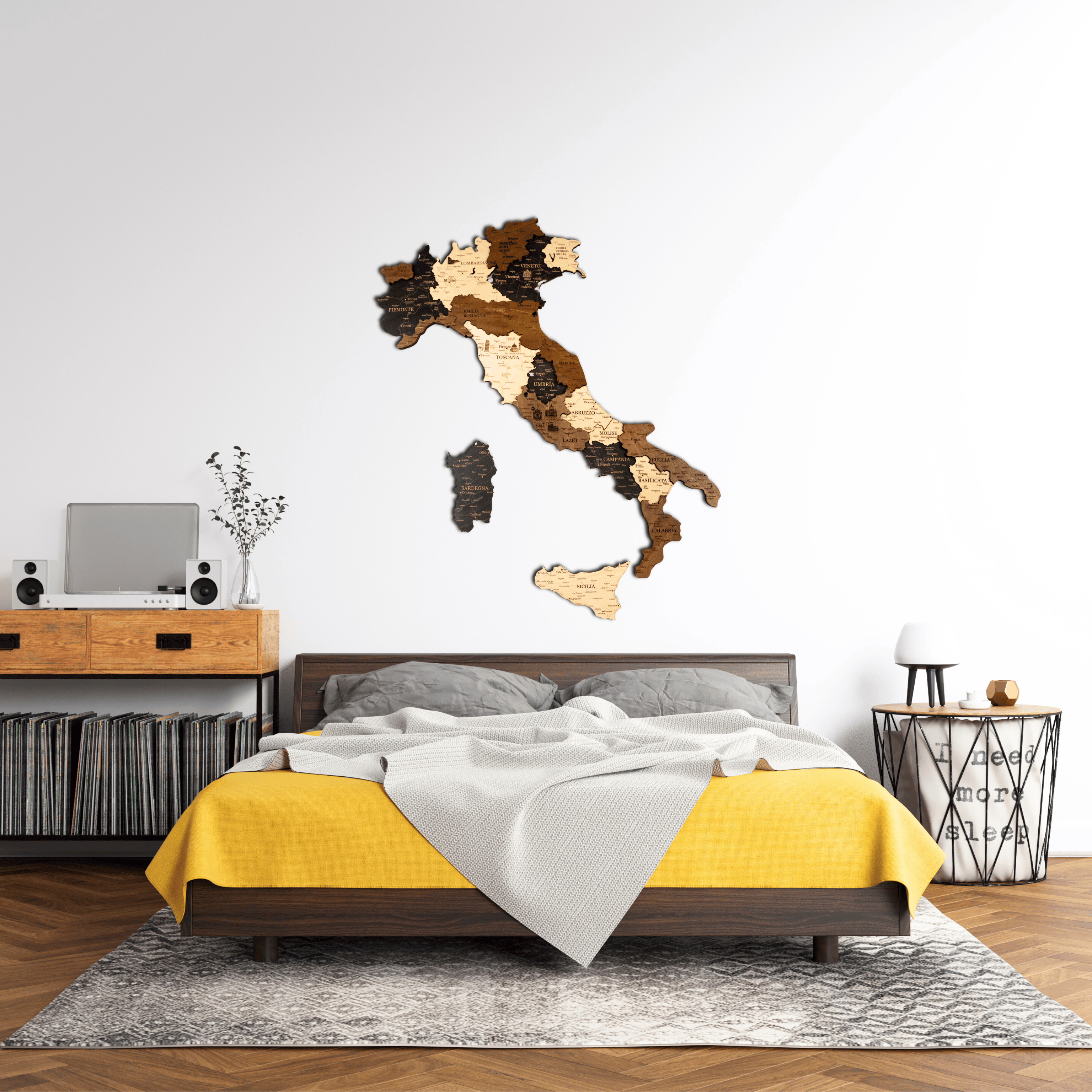 Italien 3D Holzkarte The5thFlavour 3D Wooden Country Maps