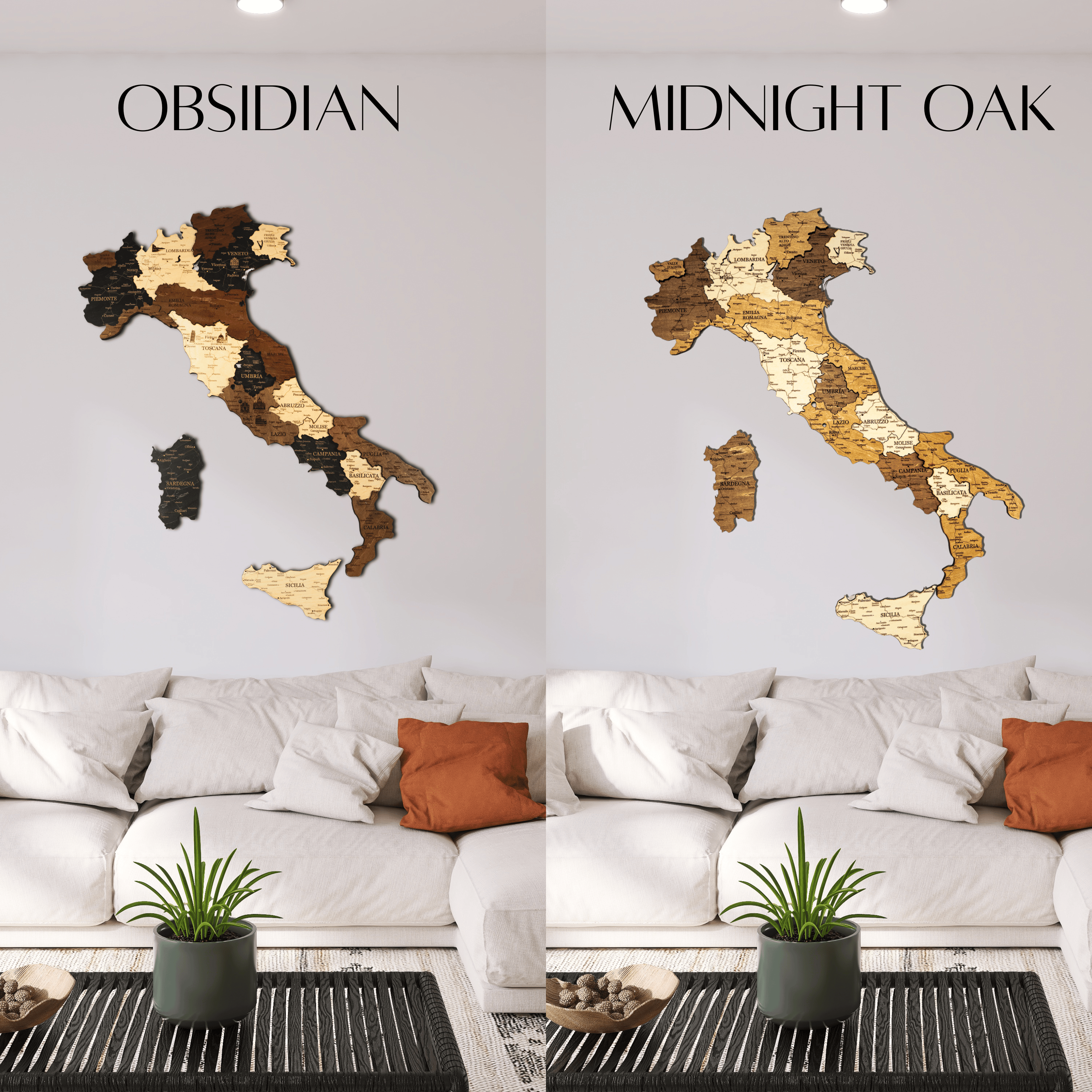 Italien 3D Holzkarte The5thFlavour 3D Wooden Country Maps