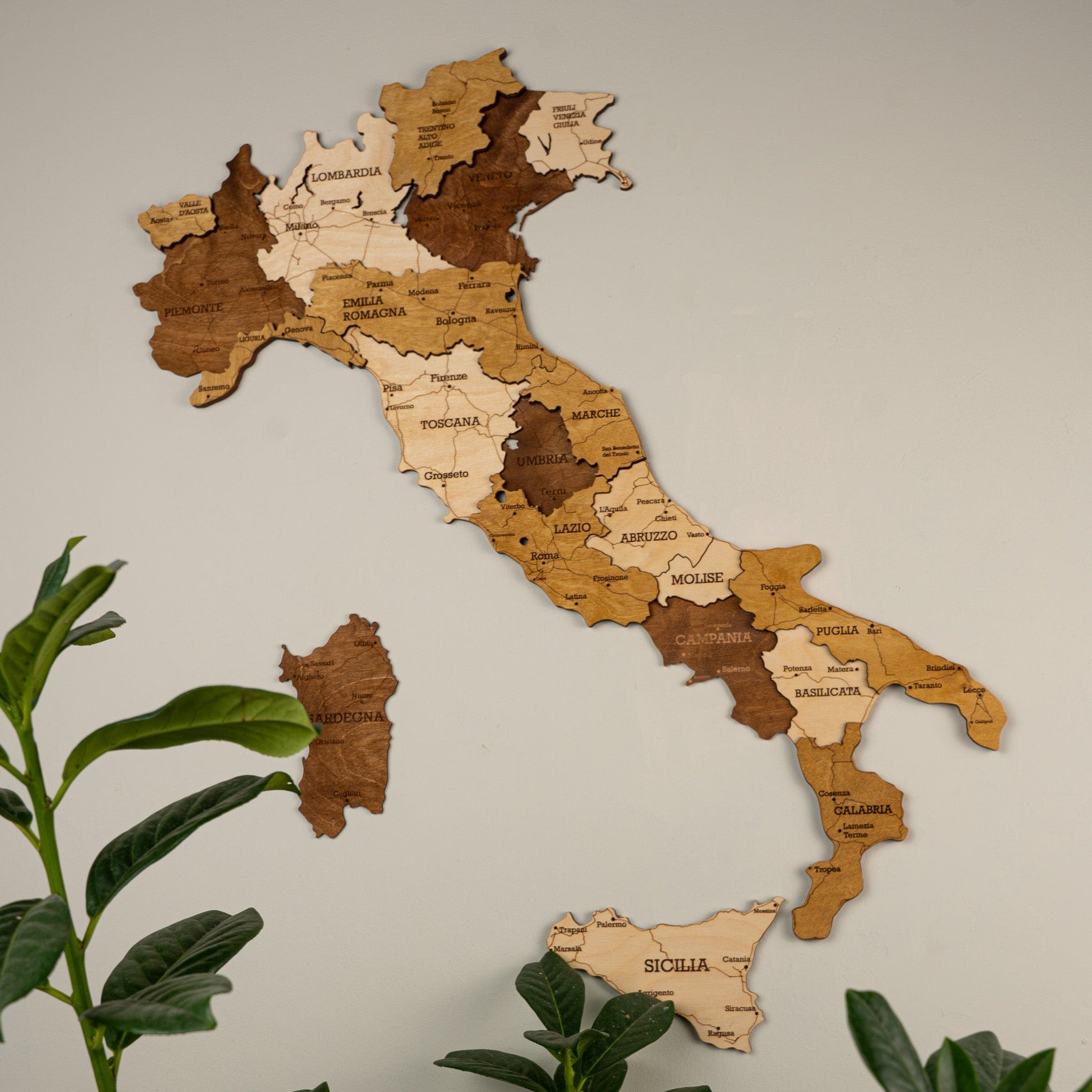 Italien 3D Holzkarte The5thFlavour 3D Wooden Country Maps