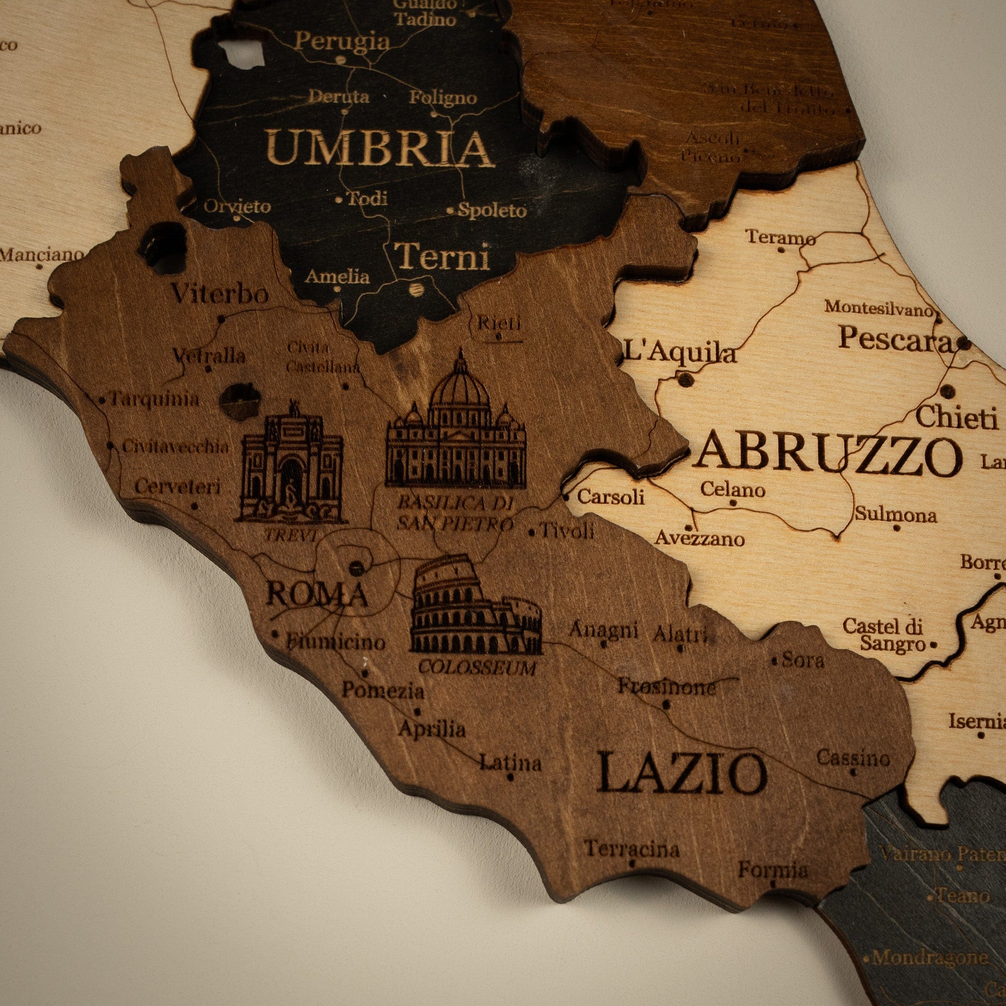 Italien 3D Holzkarte The5thFlavour 3D Wooden Country Maps