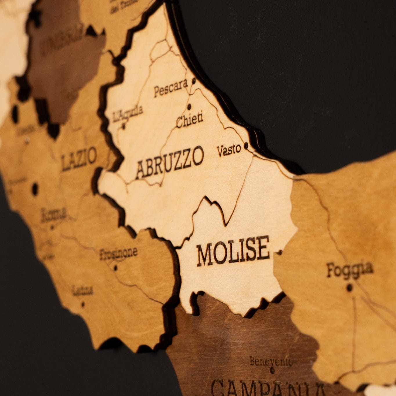 Italien 3D Holzkarte The5thFlavour 3D Wooden Country Maps