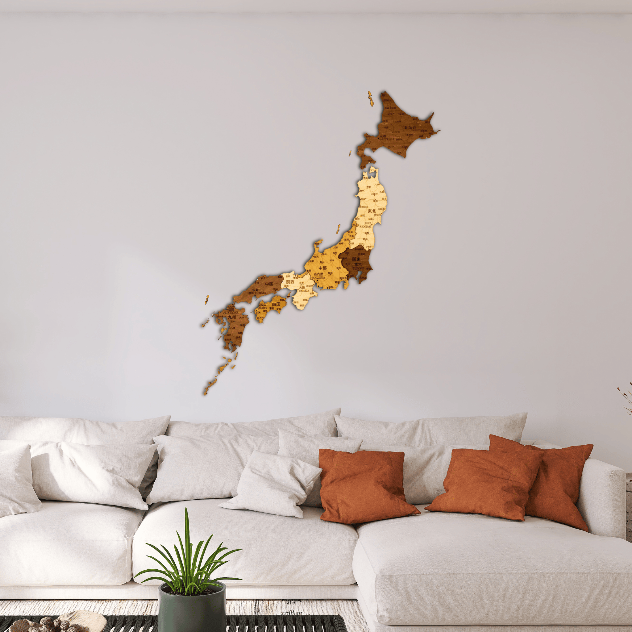 Japan 3D Holzkarte The5thFlavour 3D Wooden Country Maps