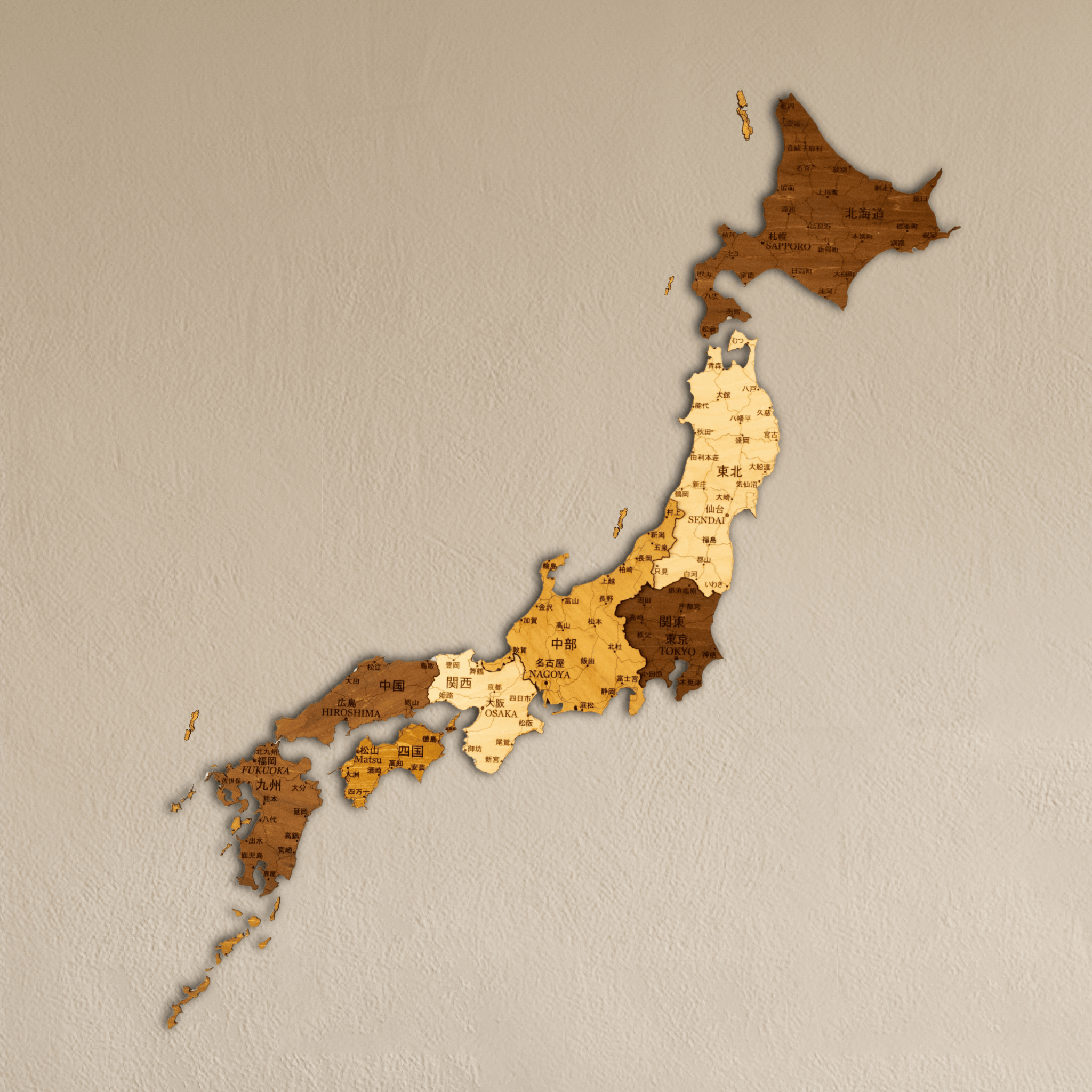 Japan 3D Holzkarte The5thFlavour 3D Wooden Country Maps