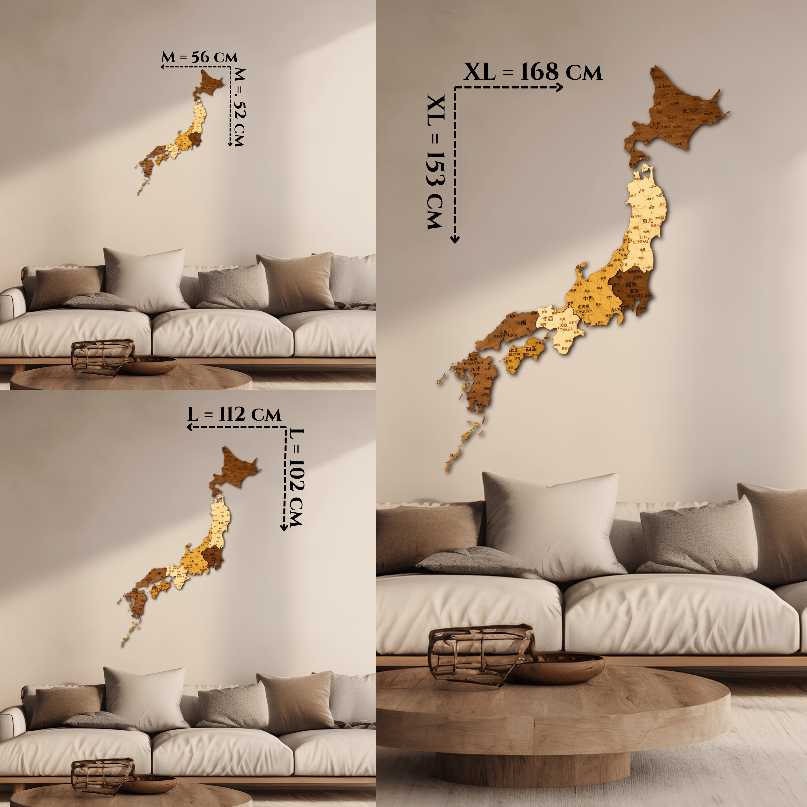 Japan 3D Holzkarte The5thFlavour 3D Wooden Country Maps