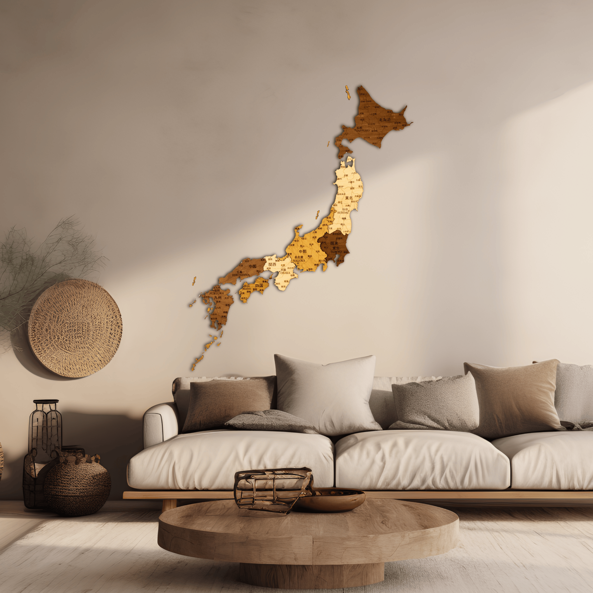 Japan 3D Holzkarte The5thFlavour 3D Wooden Country Maps Midnight Oak / MEDIUM: 56 × 51 cm [22.0 × 20.1 in]