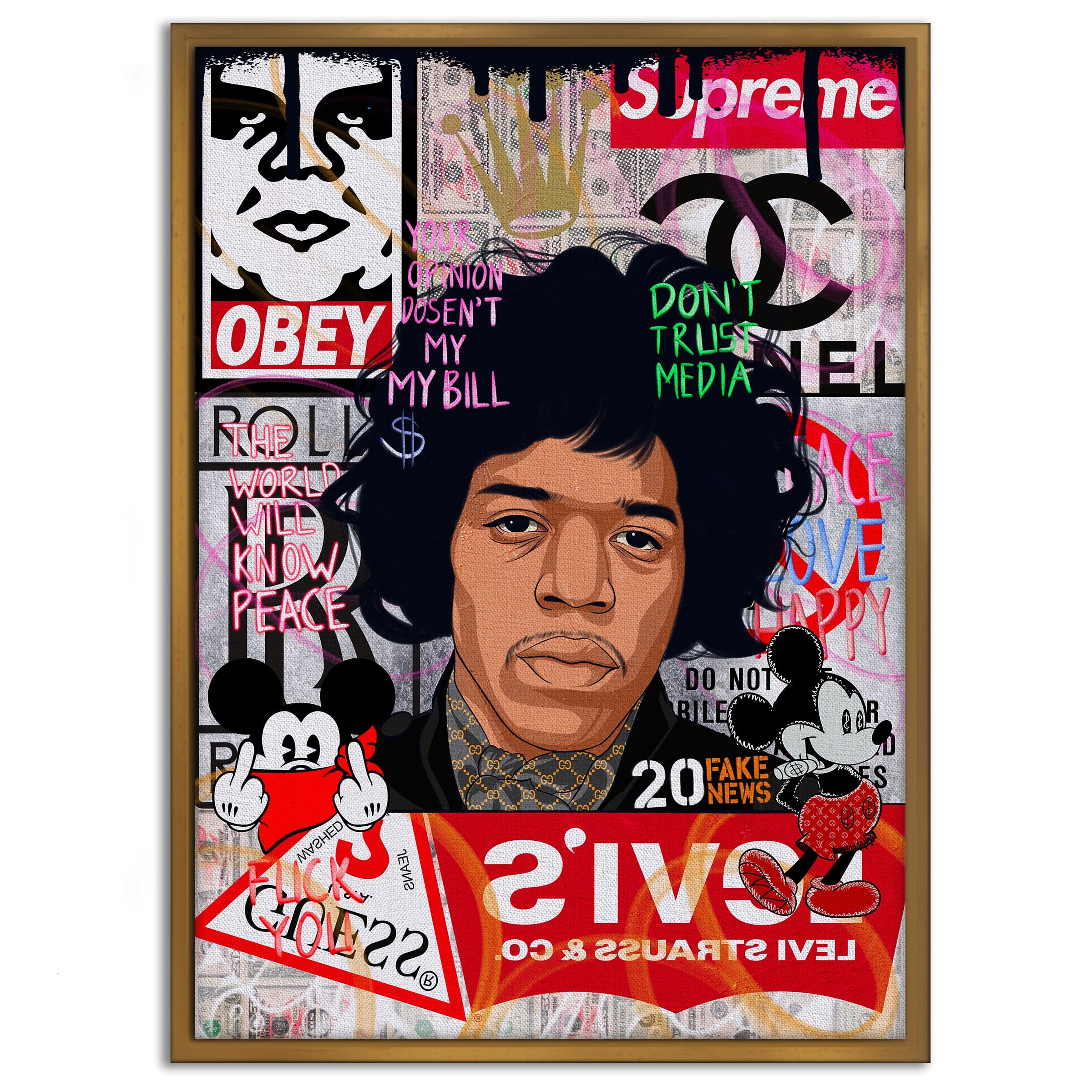 Jimmy Hendrix - Leinwandbild Pop Art Mildwords Canvas