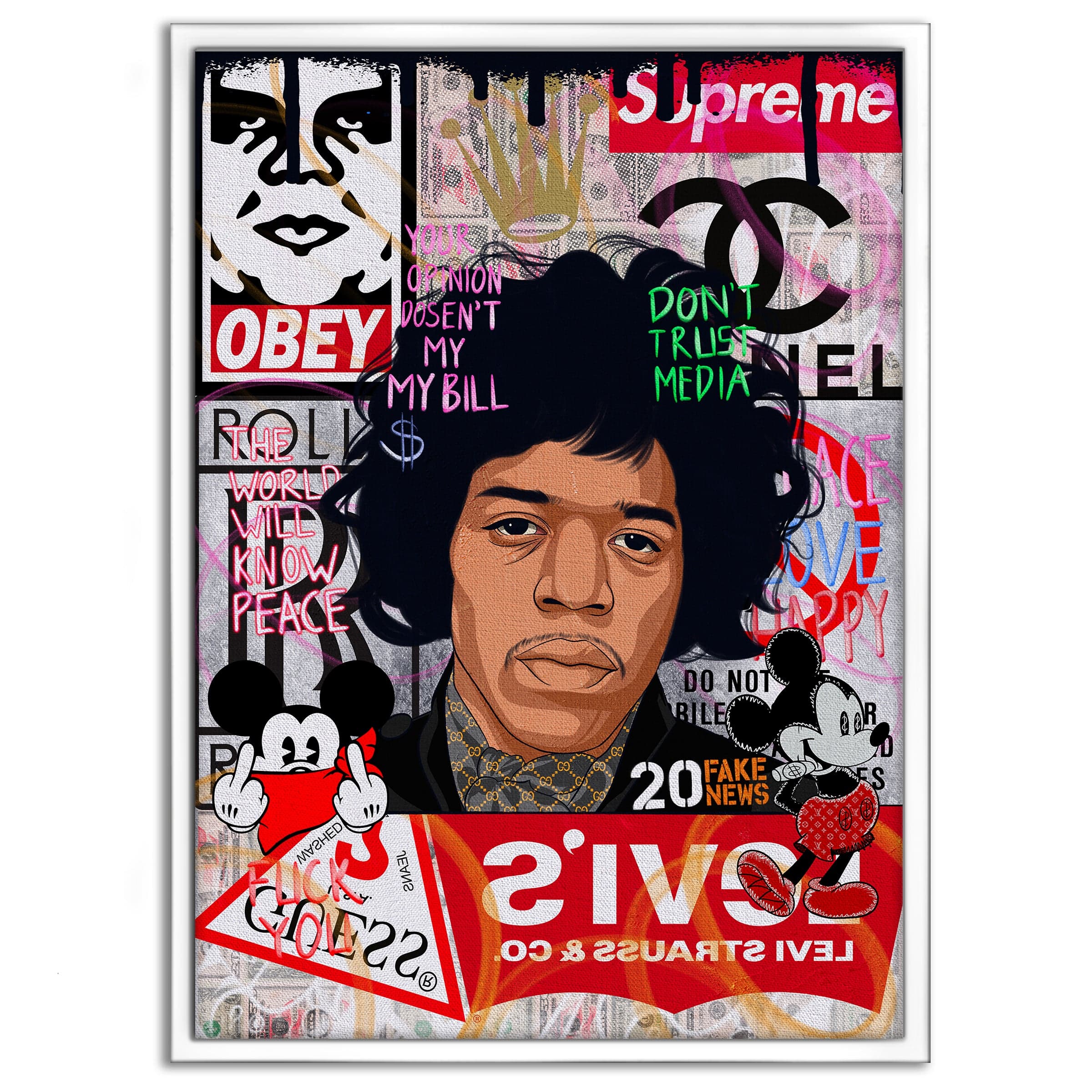 Jimmy Hendrix - Leinwandbild Pop Art Mildwords Canvas