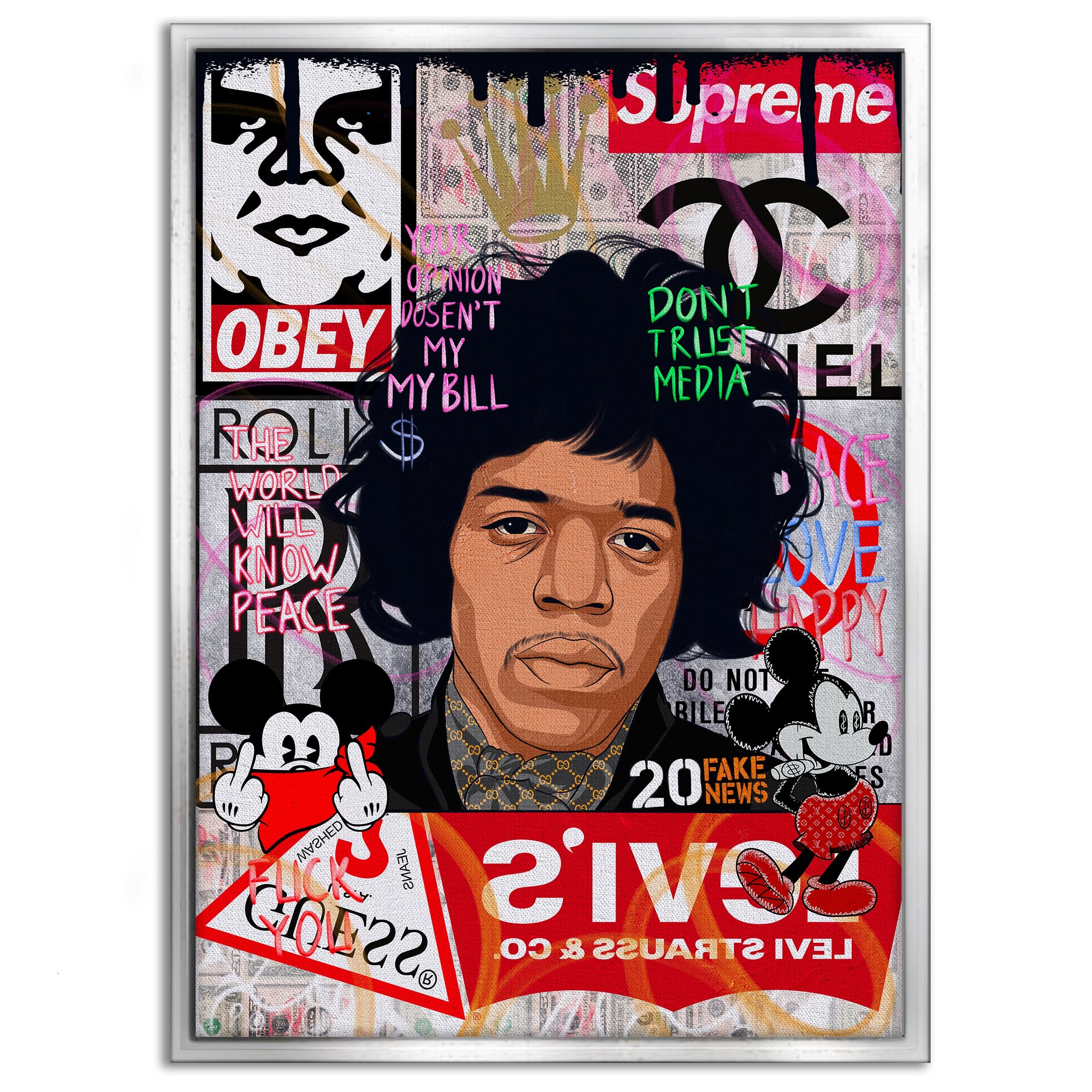 Jimmy Hendrix - Leinwandbild Pop Art Mildwords Canvas