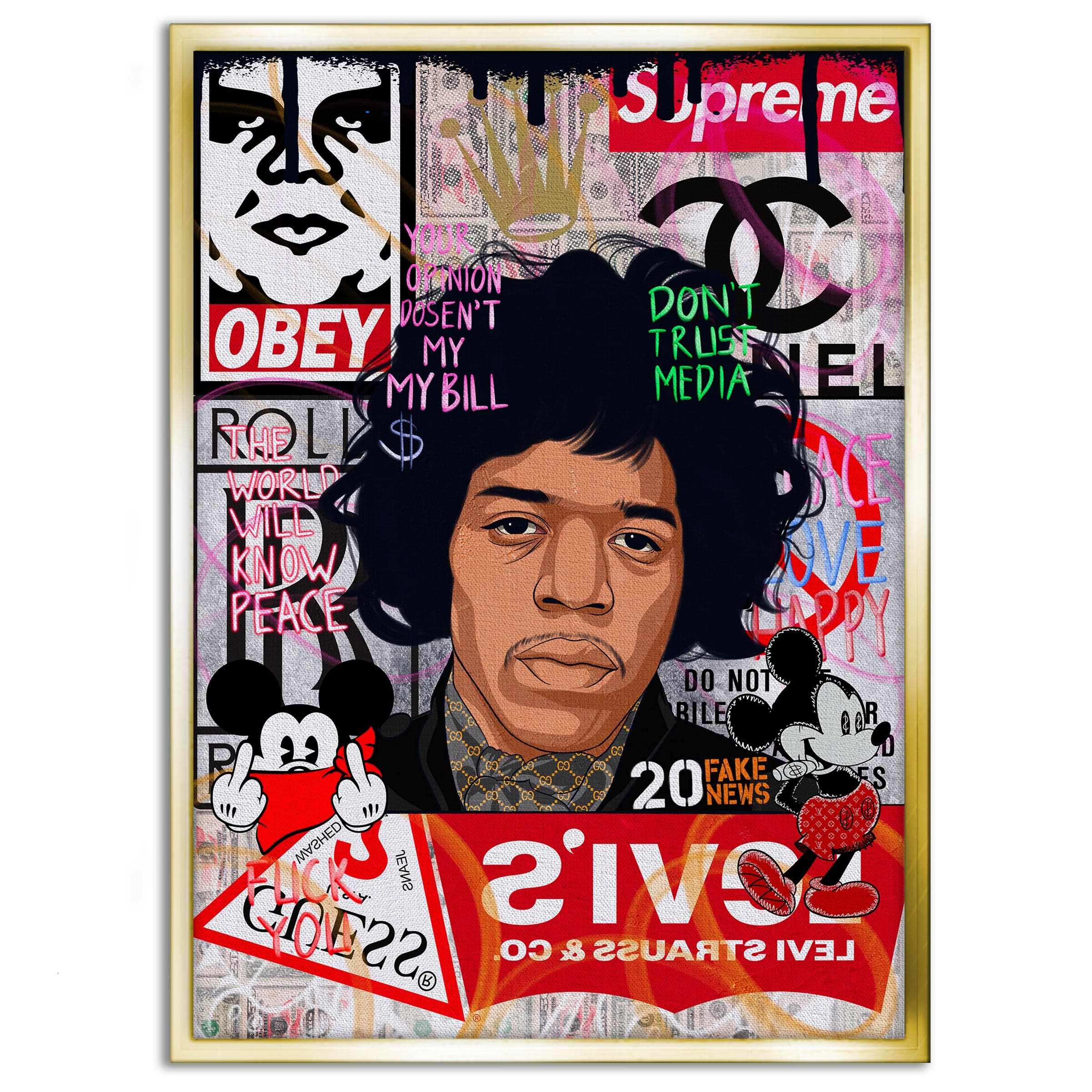 Jimmy Hendrix - Leinwandbild Pop Art Mildwords Canvas