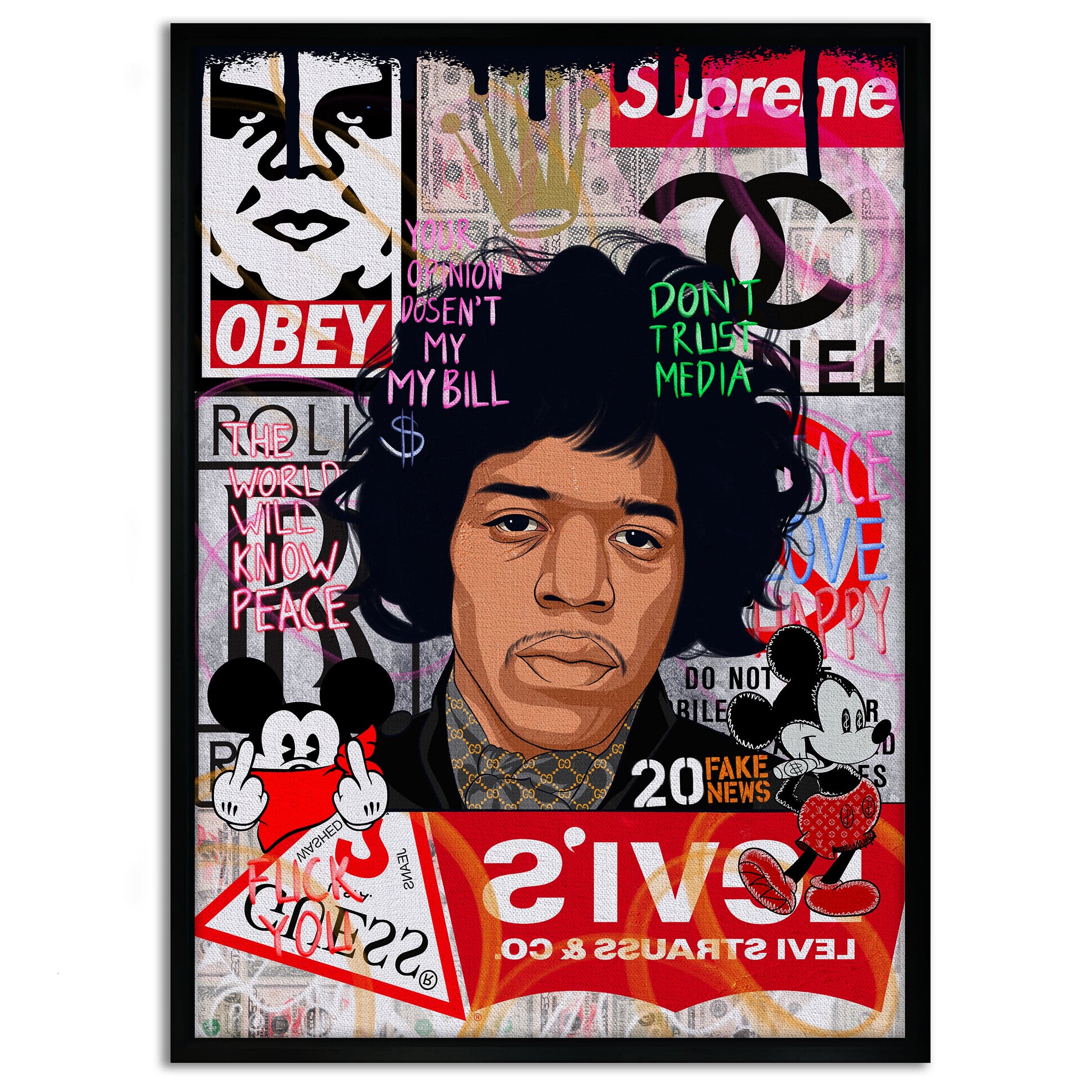 Jimmy Hendrix - Leinwandbild Pop Art Mildwords Canvas