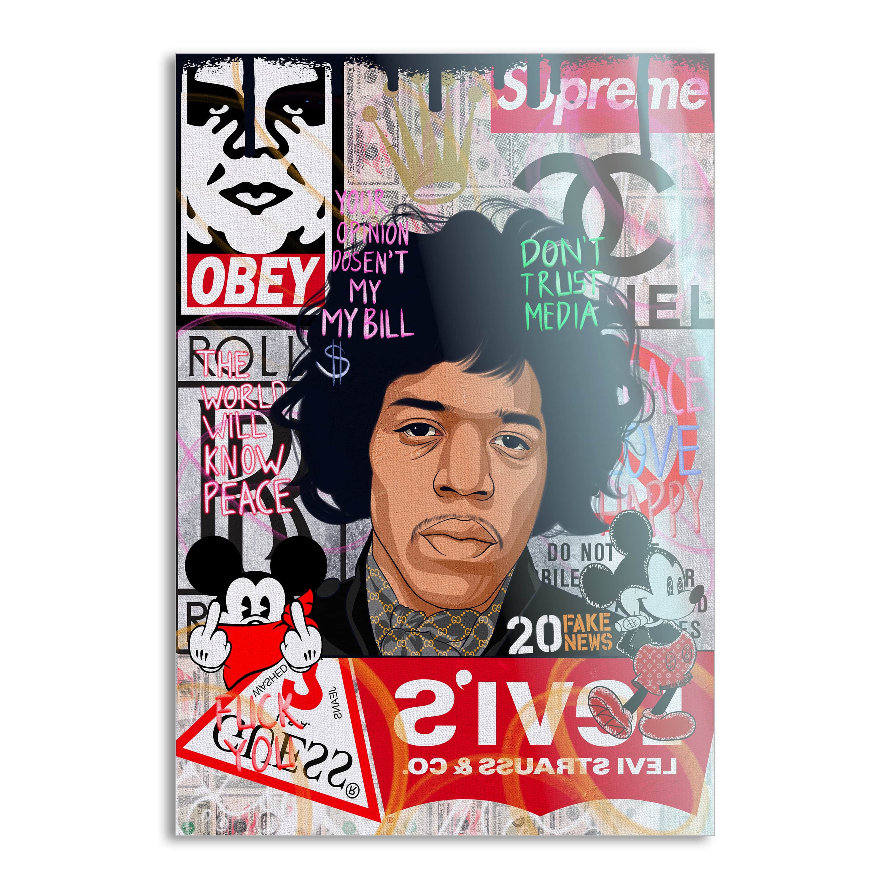 Jimmy Hendrix - Leinwandbild Pop Art Mildwords Canvas
