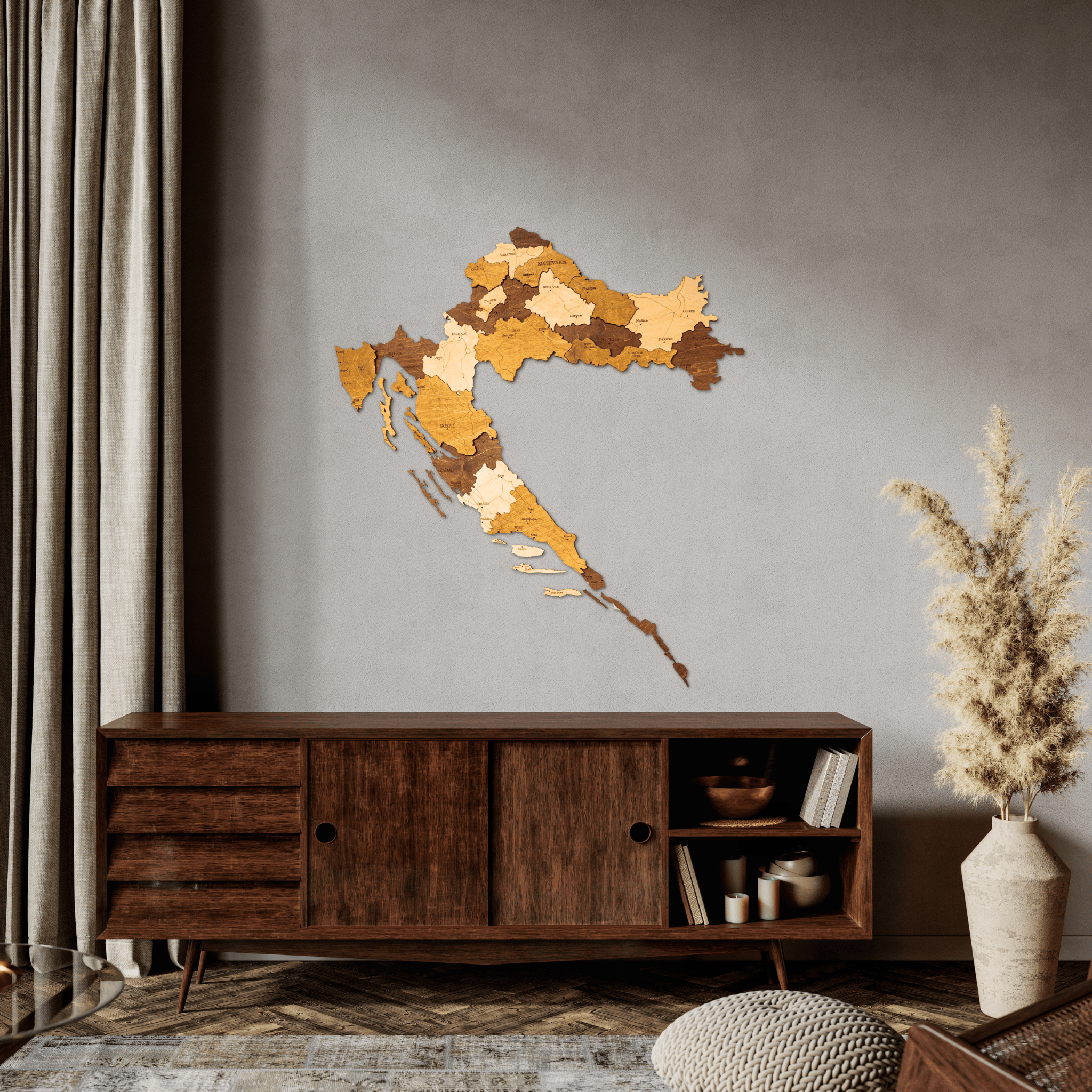 Kroatien 3D Holzkarte The5thFlavour 3D Wooden Country Maps