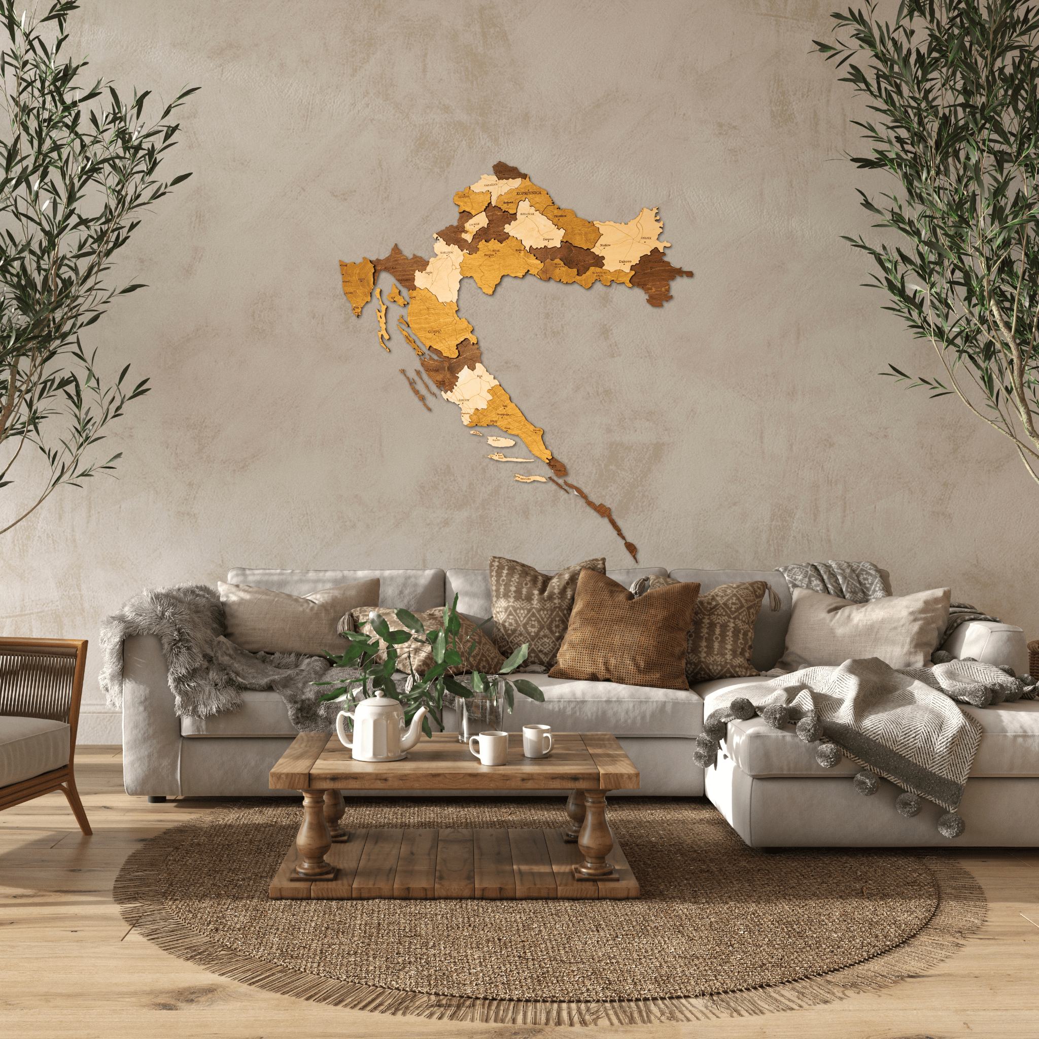 Kroatien 3D Holzkarte The5thFlavour 3D Wooden Country Maps