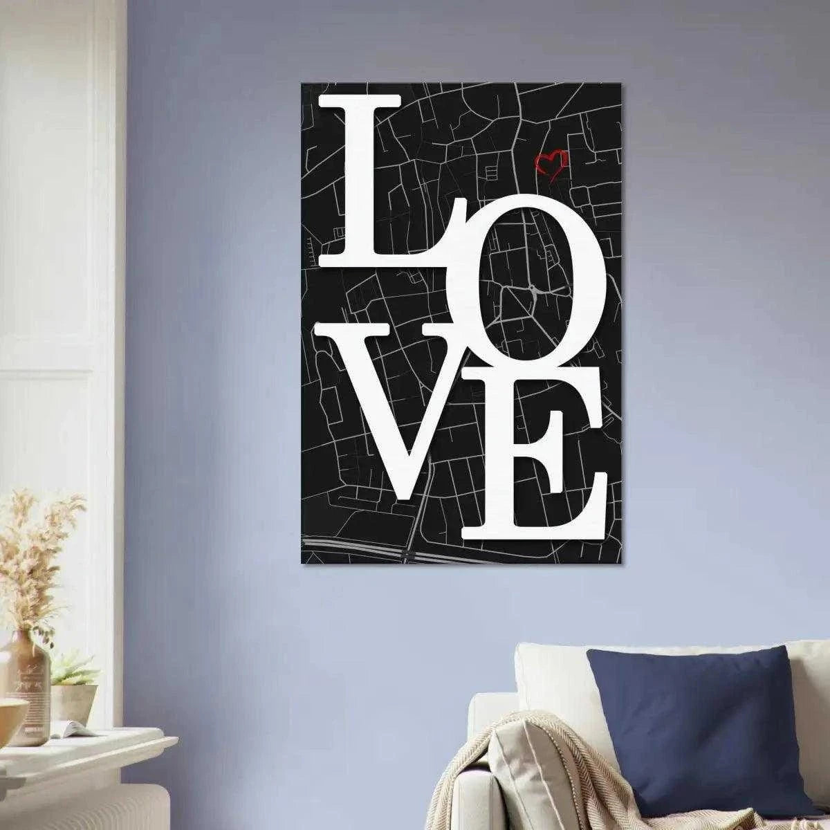 Love Map - Dein gewünschter Standort - Leinwandbild Personalisierbar SimpleCanvas Canvas