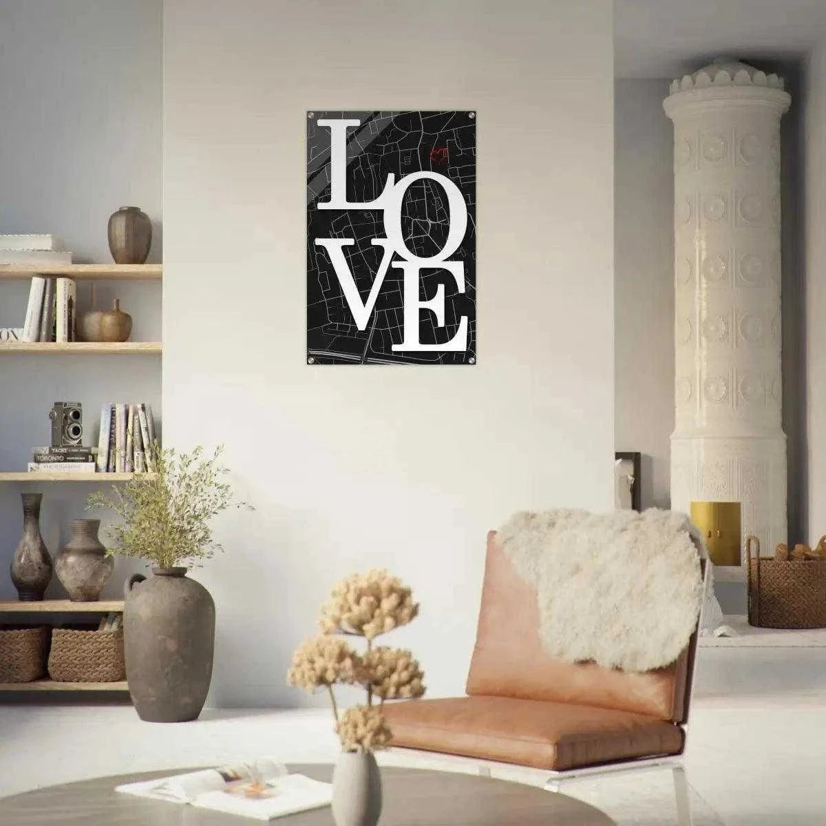 Love Map - Dein gewünschter Standort - Leinwandbild Personalisierbar SimpleCanvas Canvas