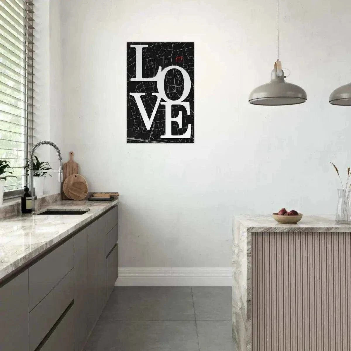 Love Map - Dein gewünschter Standort - Leinwandbild Personalisierbar SimpleCanvas Canvas