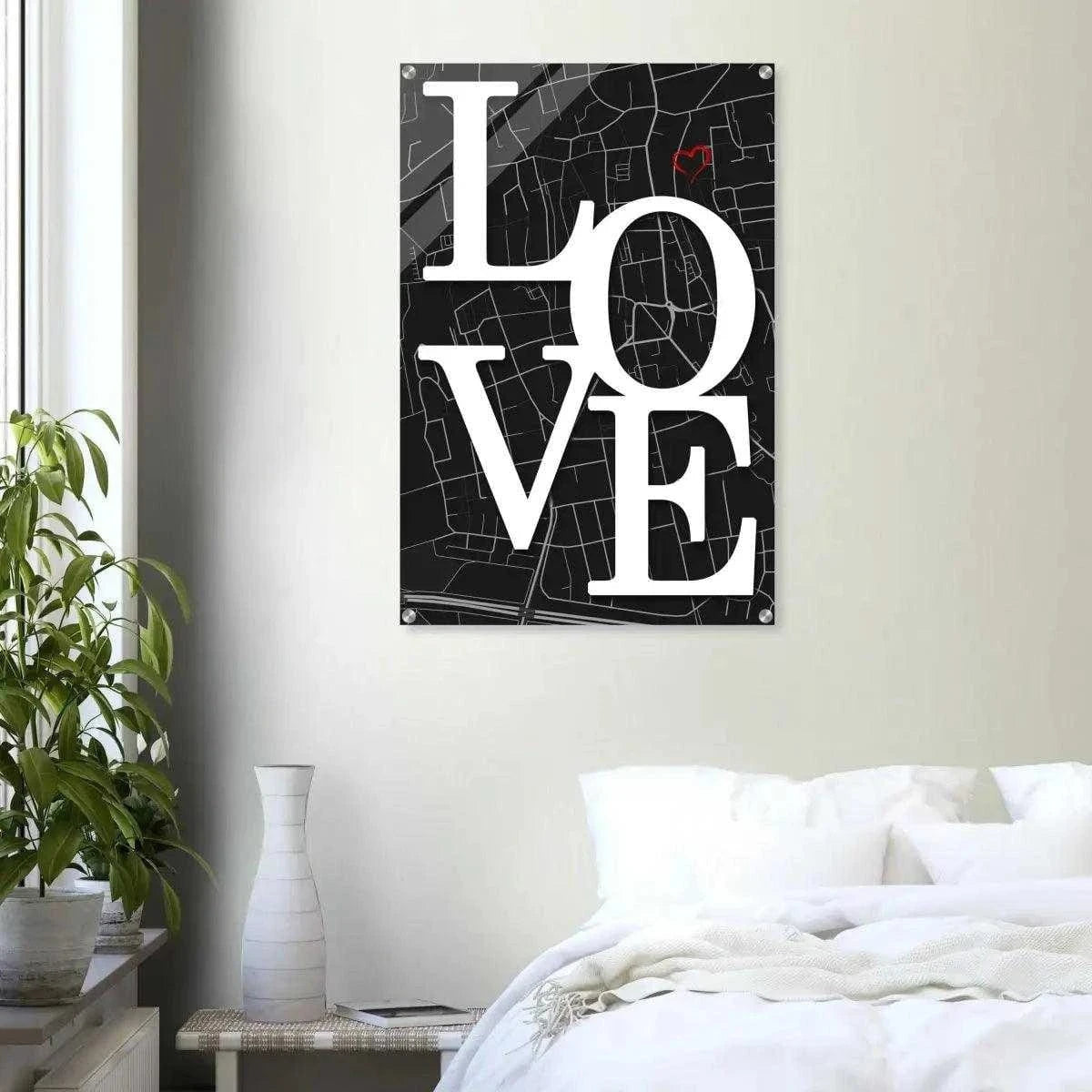 Love Map - Dein gewünschter Standort - Leinwandbild Personalisierbar SimpleCanvas Canvas