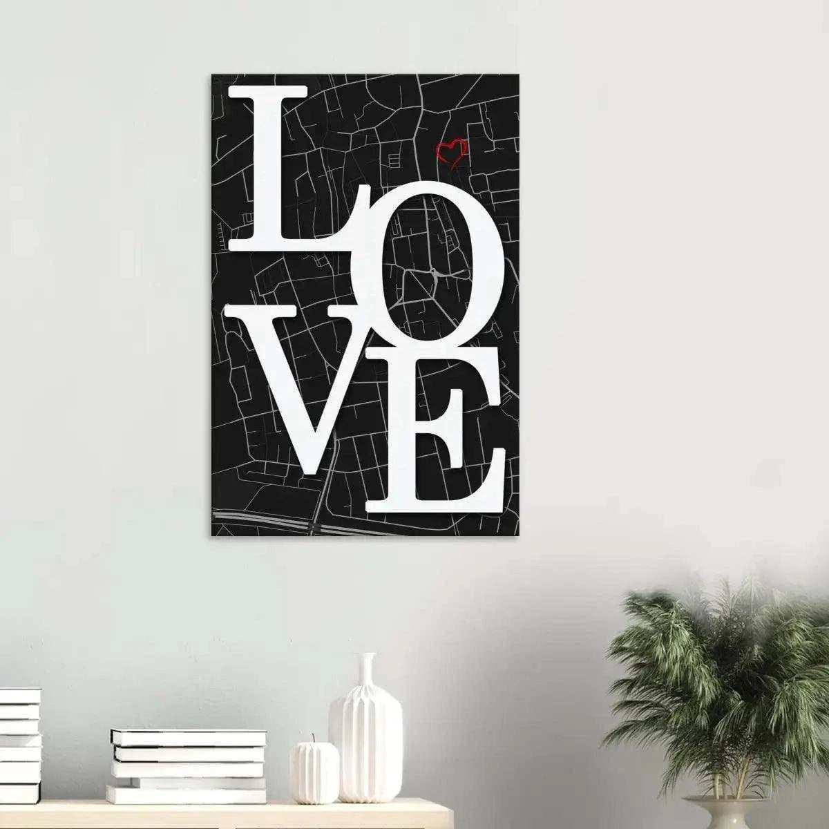 Love Map - Dein gewünschter Standort - Leinwandbild Personalisierbar SimpleCanvas Canvas