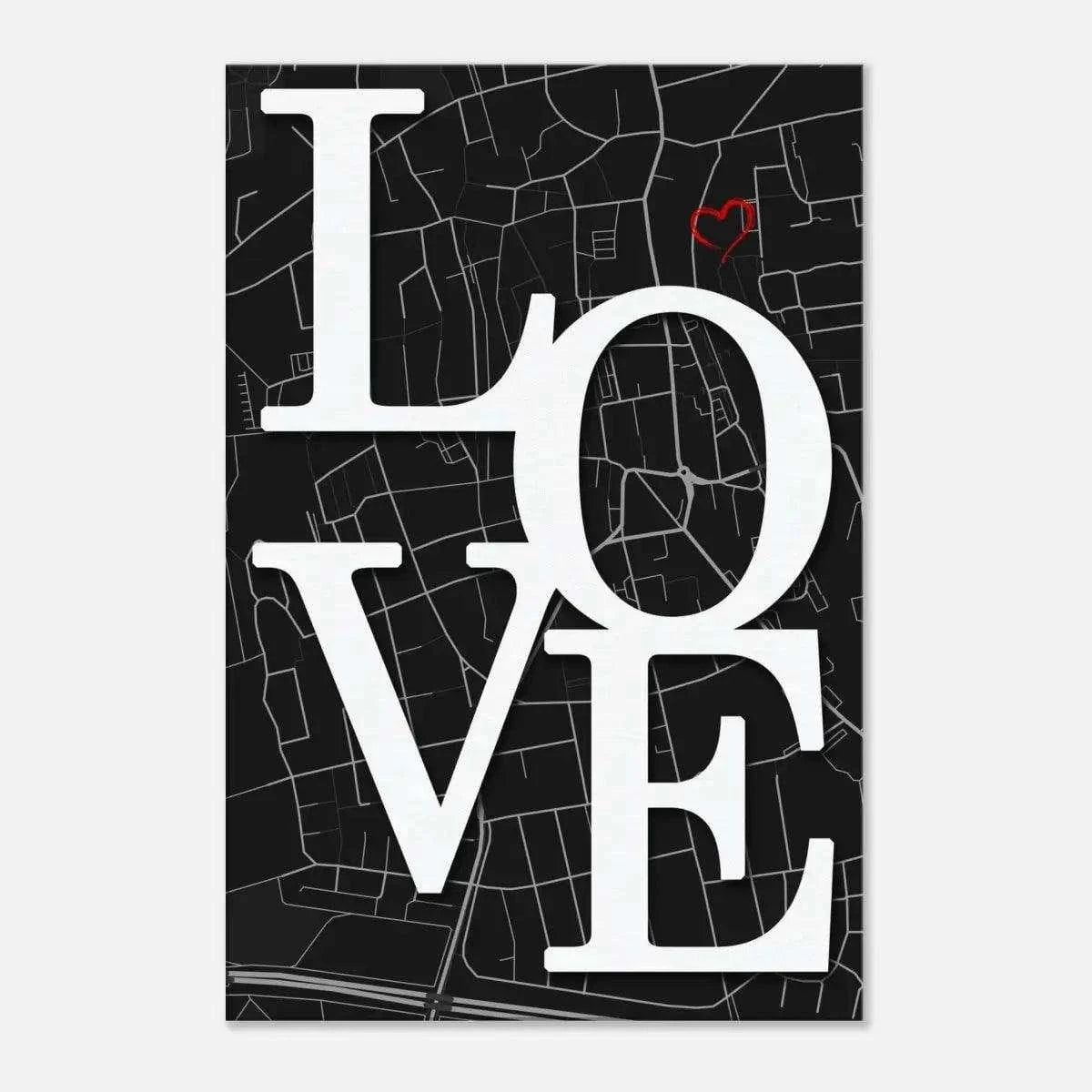 Love Map - Dein gewünschter Standort - Leinwandbild Personalisierbar SimpleCanvas Canvas