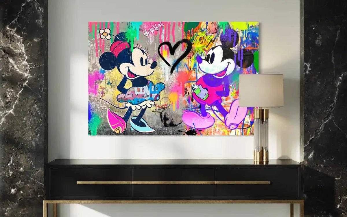 Mickey & Minnie - Leinwandbild Pop Art - - Bambi wall art canvas dagobert duck wall art dagobert pop art disney pop art disney wall art Foto auf Leinwand heroesberlinpopart leinwandbilder mickey mouse pop art mickey mouse wall art mickey und minnie mouse micky maus bilder pop art pop art canvas simpson wall art the dark knight wall art wandbilder