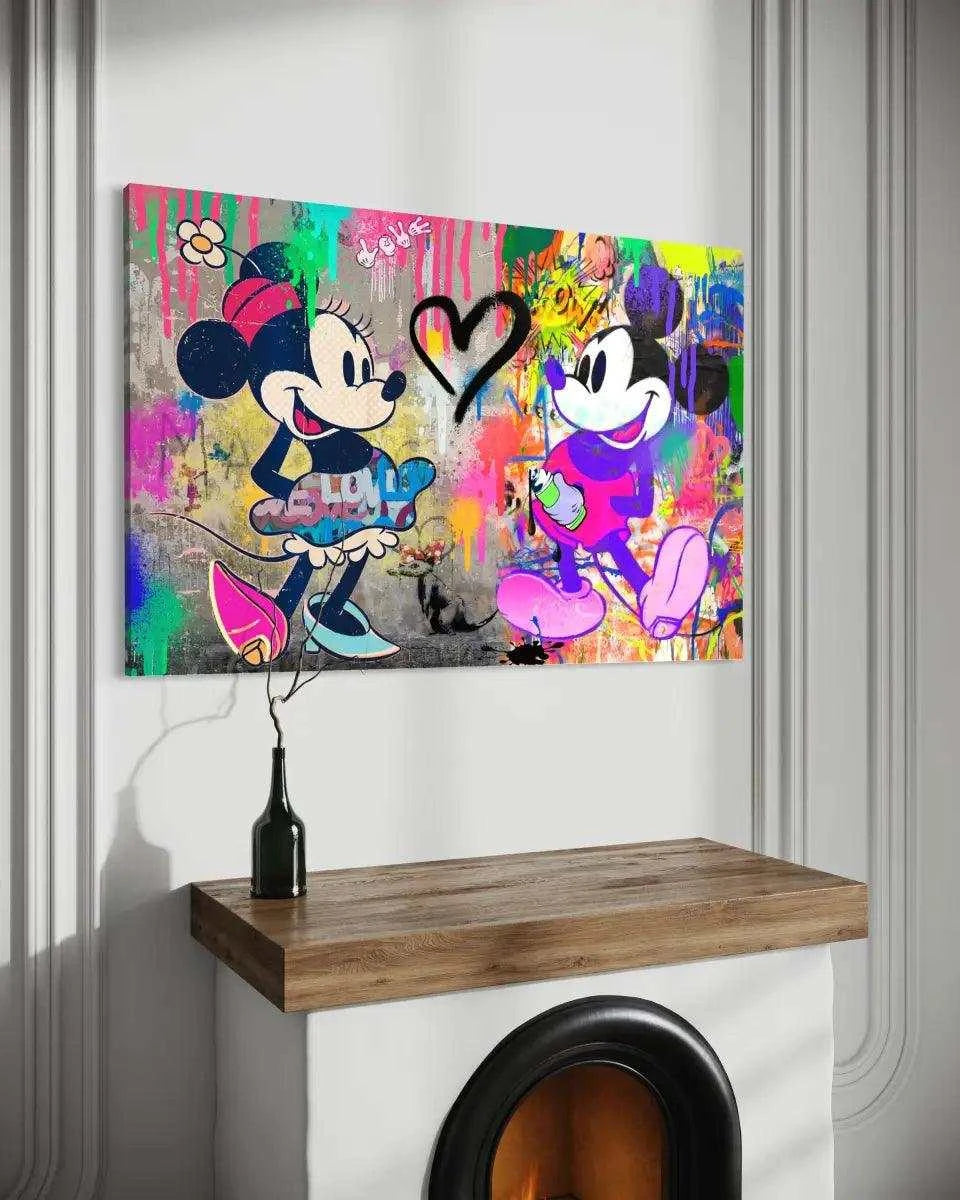 Mickey & Minnie - Leinwandbild Pop Art - - Bambi wall art canvas dagobert duck wall art dagobert pop art disney pop art disney wall art Foto auf Leinwand heroesberlinpopart leinwandbilder mickey mouse pop art mickey mouse wall art mickey und minnie mouse micky maus bilder pop art pop art canvas simpson wall art the dark knight wall art wandbilder