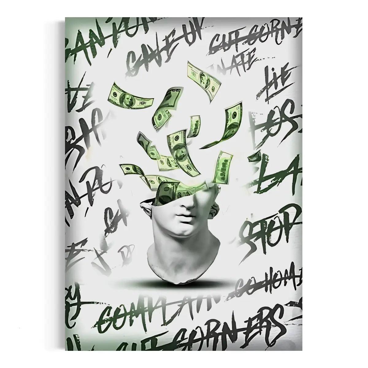 Money Head - Leinwandbild Luxuriös - - 120x160 cm 150x200 cm 20x30 cm 40x60 cm 60x90 cm 80x120 cm canvas Contemporary Art Collection Foto auf Leinwand Gift for Entrepreneurs Home Decor leinwandbilder leinwandbilder luxuriös leinwandbilder motivation leinwanddeko luxury canvas Luxury Setting Decor luxury wall art mindset canvas Modern Home Decor money head Office Decor pop art canvas Street Art Enthusiast Gift Urban Art Exhibition wall art wandbilder