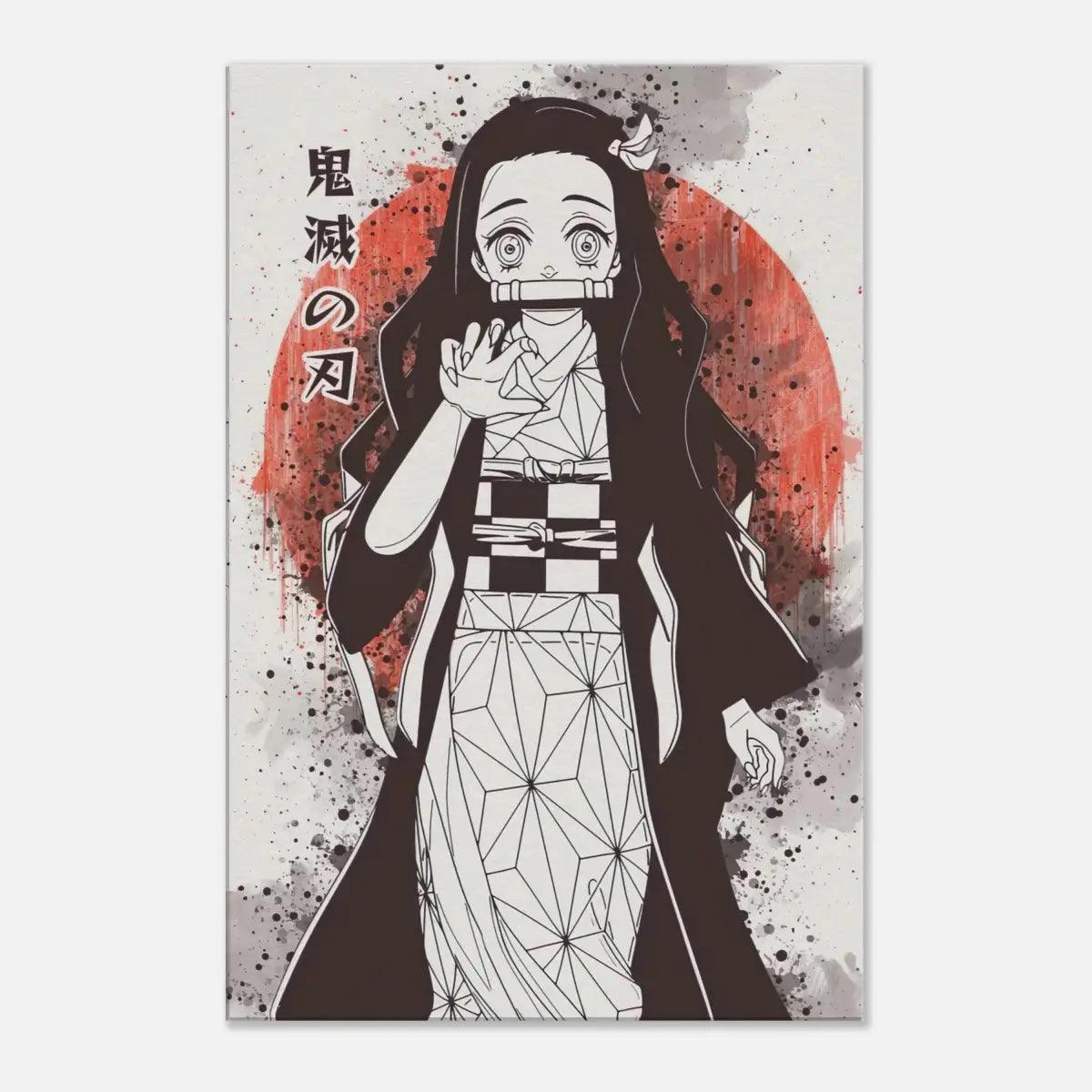 Nezuko Vintage - Demon Slayer - Anime Leinwandbild - - 120x160 cm 150x200 cm 20x30 cm 40x60 cm 60x90 cm 80x120 cm anime canvas anime wallart anime wandbild Anime-themed room decoration black canvas Decor for Otaku demon slayer canvas demon slayer wall art Foto auf Leinwand geometric & abstract Gift for 'Demon Slayer' fans leinwandbilder leinwanddeko luxury wall art nezuko demon slayer nezuko vintage patterned red Vintage art collection addition wall art wandbilder