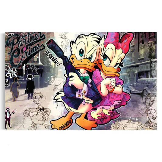 Partners in Crime - Donald - Leinwandbild Pop Art - - al pacino wall art Bambi wall art canvas dagobert duck wall art dagobert pop art disney pop art disney wall art donald duck wall art Foto auf Leinwand heroesberlinpopart leinwandbilder mickey mouse pop art mickey und minnie mouse pop art pop art canvas simpson wall art the dark knight wall art wandbilder