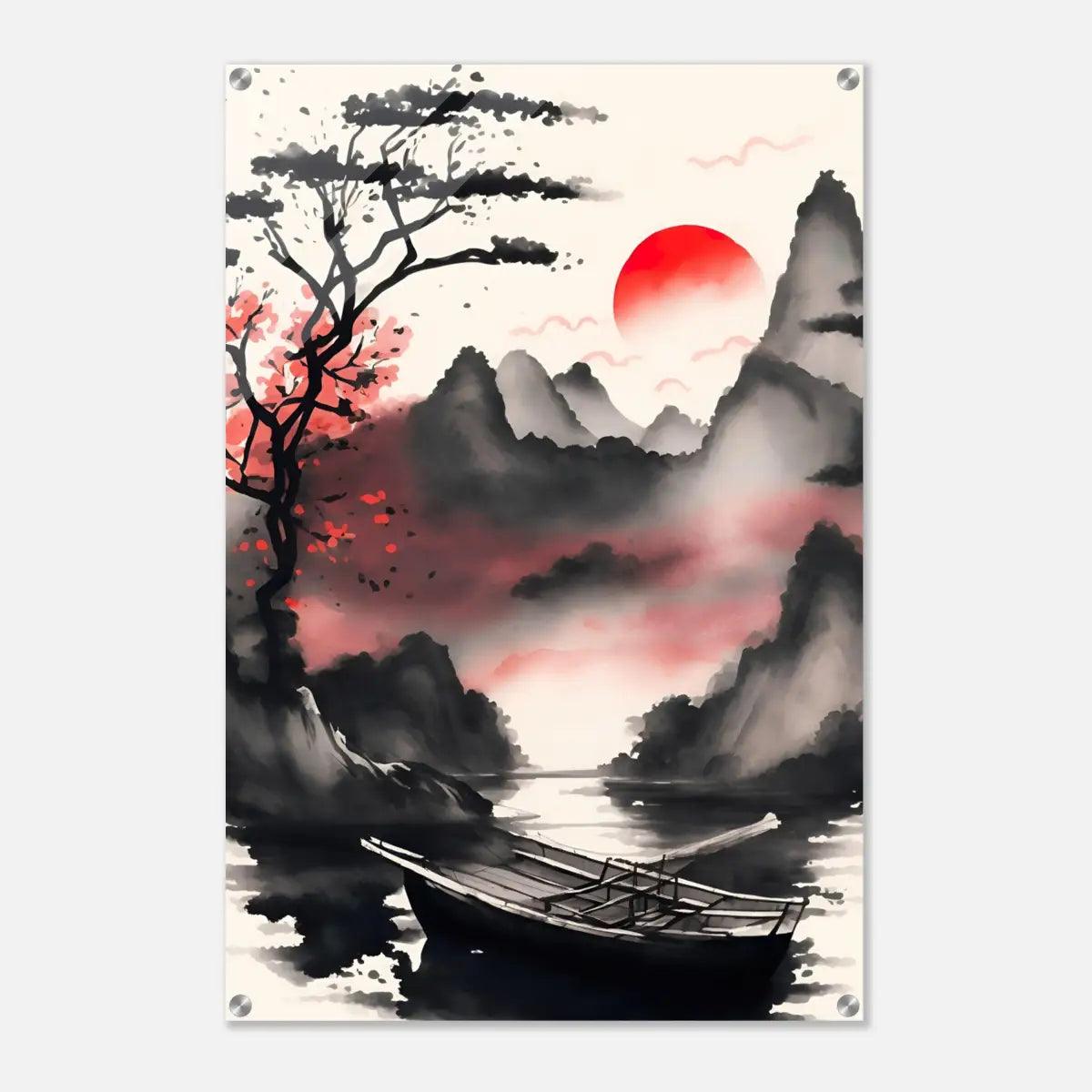 Red Morning - Leinwandbild Japanisch - - bilder japan canvas Foto auf Leinwand Home Decor home decor japan japan landscape japanese canvas japanese wallart japanische wanddeko japanische Wandkunst leinwandbilder leinwandbilder japanisch leinwanddeko wall art wandbilder