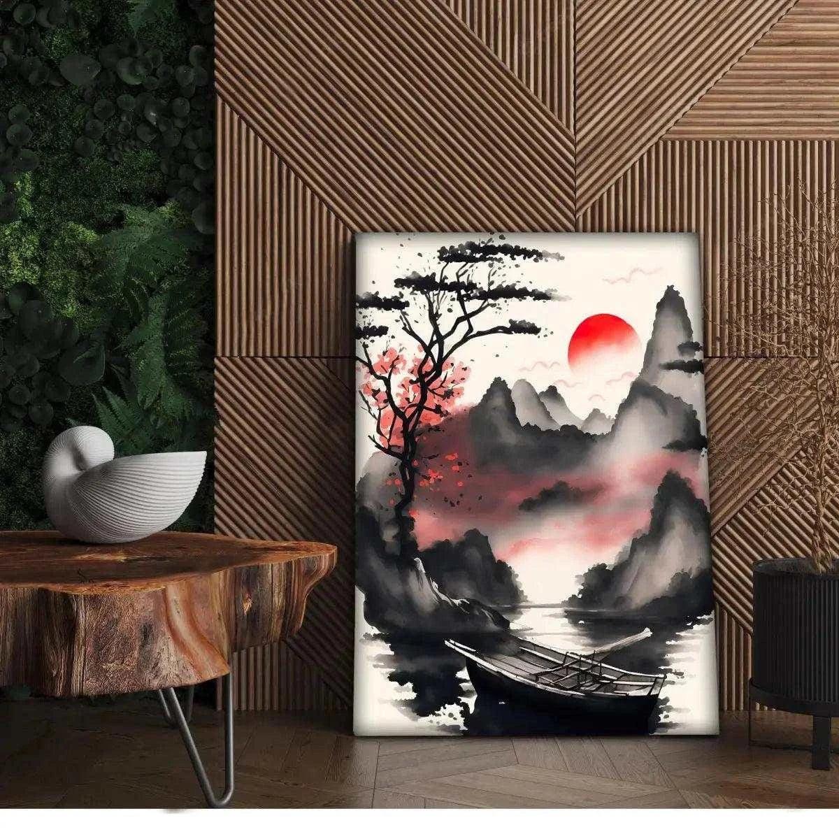 Red Morning - Leinwandbild Japanisch SimpleCanvas Canvas