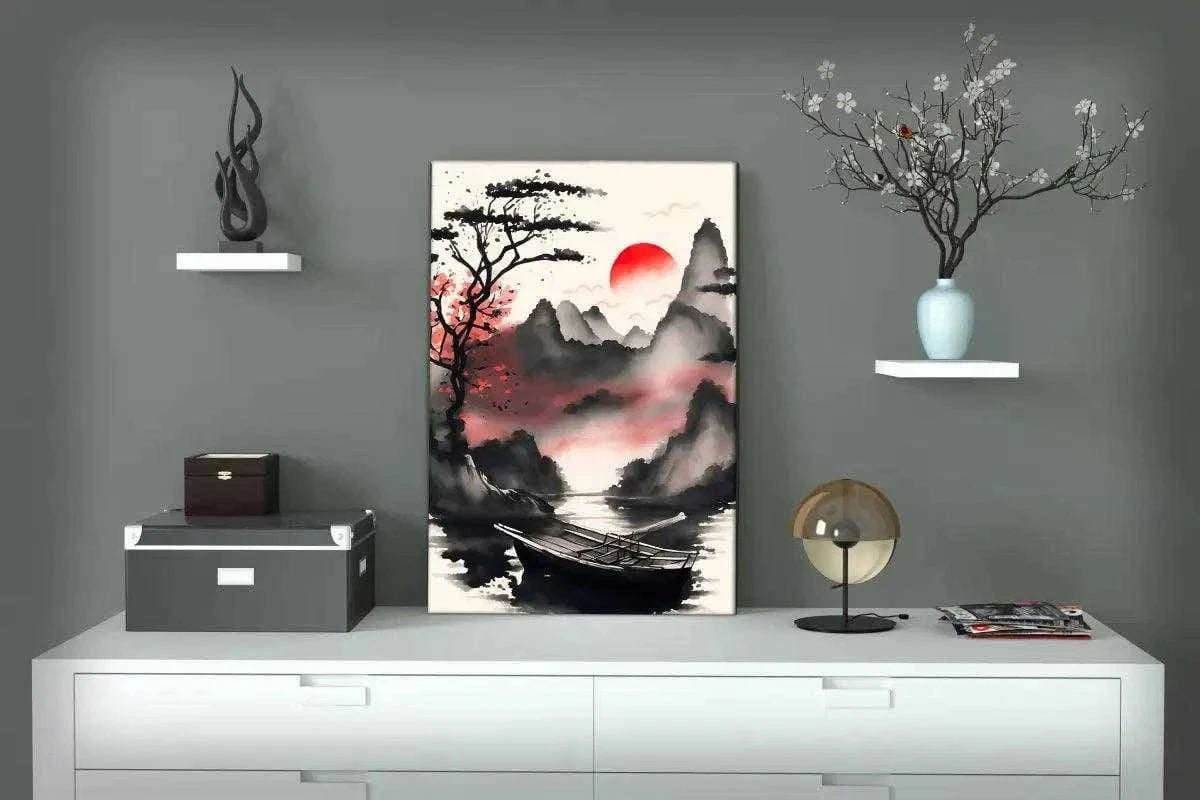 Red Morning - Leinwandbild Japanisch SimpleCanvas Canvas