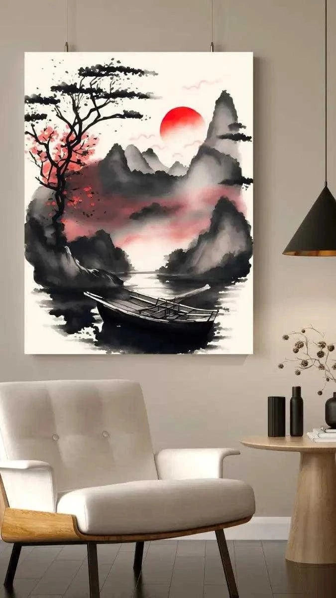 Red Morning - Leinwandbild Japanisch SimpleCanvas Canvas