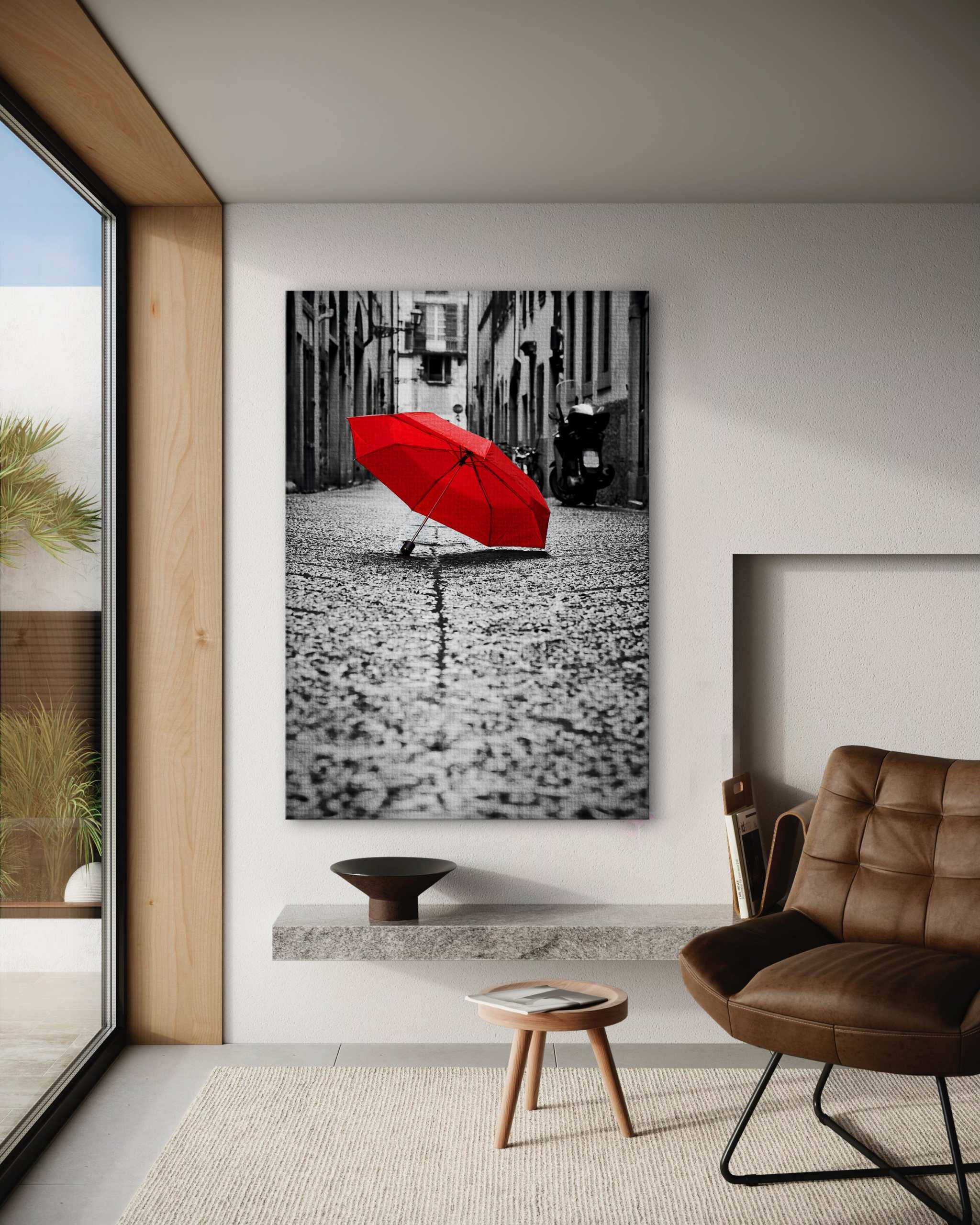 Red Umbrella - Leinwandbild Landschaft SimpleCanvas Canvas