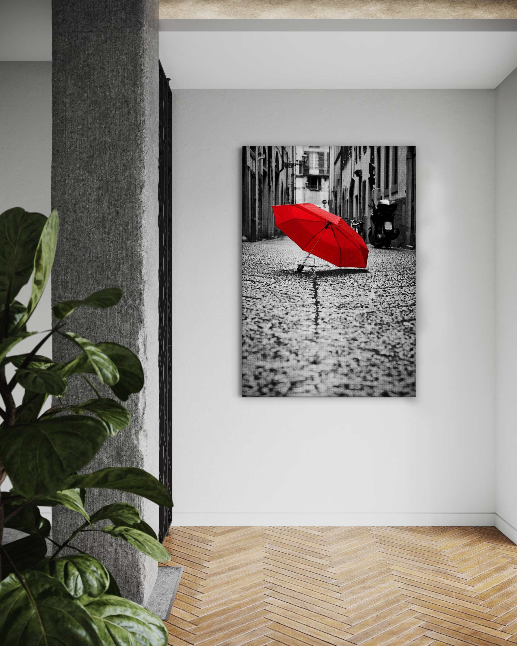 Red Umbrella - Leinwandbild Landschaft SimpleCanvas Canvas