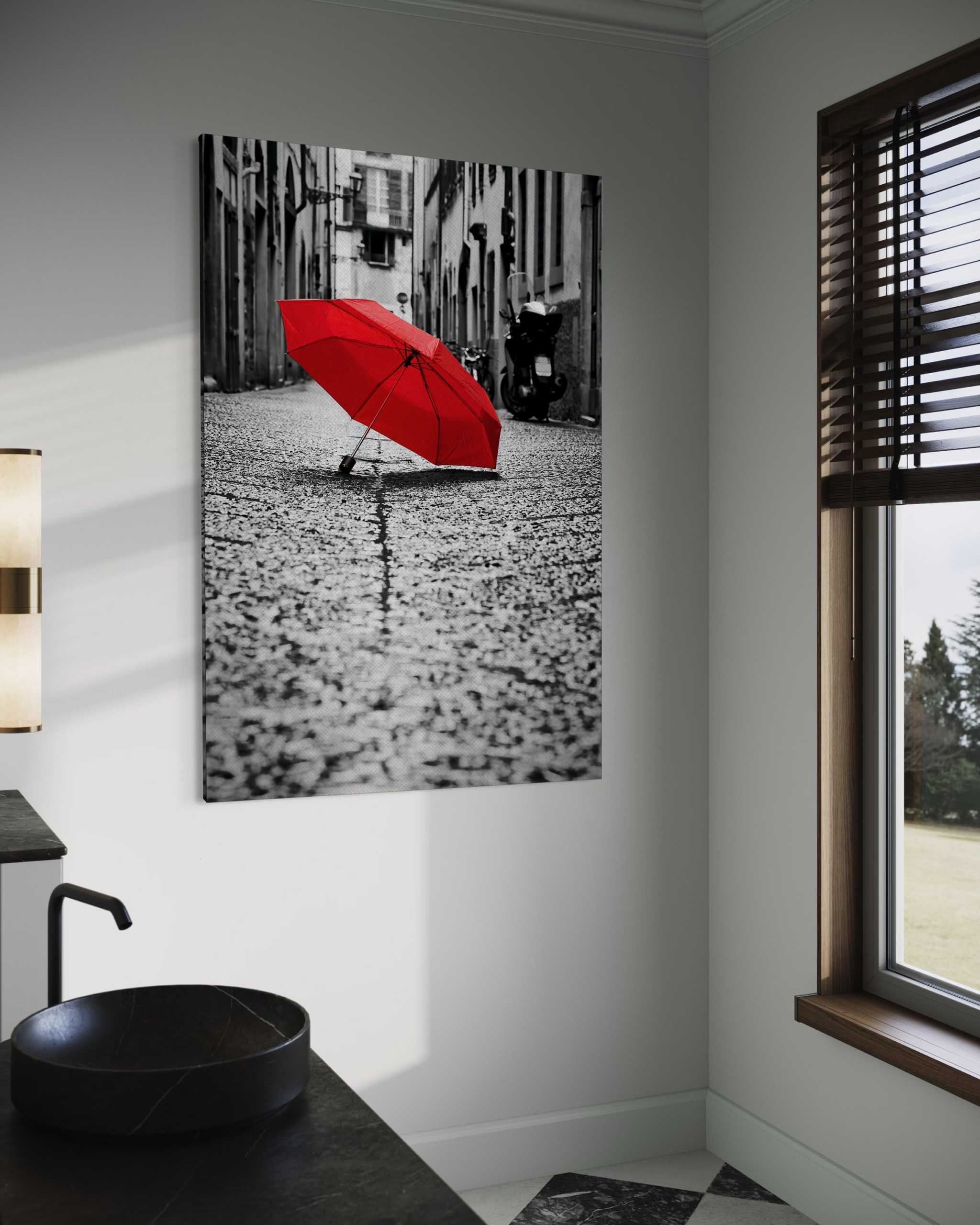 Red Umbrella - Leinwandbild Landschaft SimpleCanvas Canvas