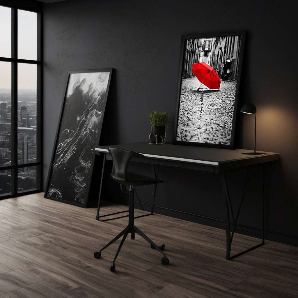 Red Umbrella - Leinwandbild Landschaft SimpleCanvas Canvas