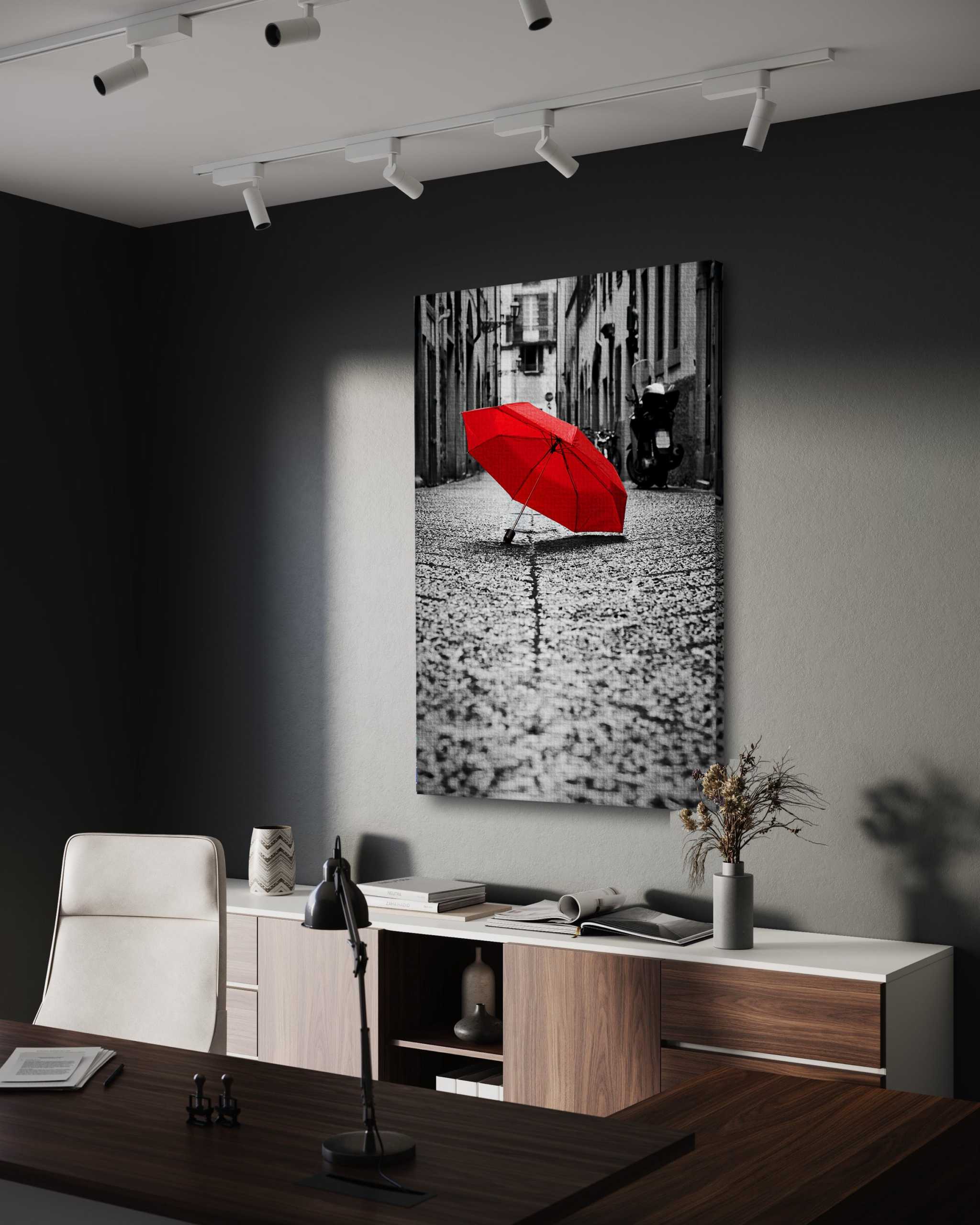 Red Umbrella - Leinwandbild Landschaft SimpleCanvas Canvas