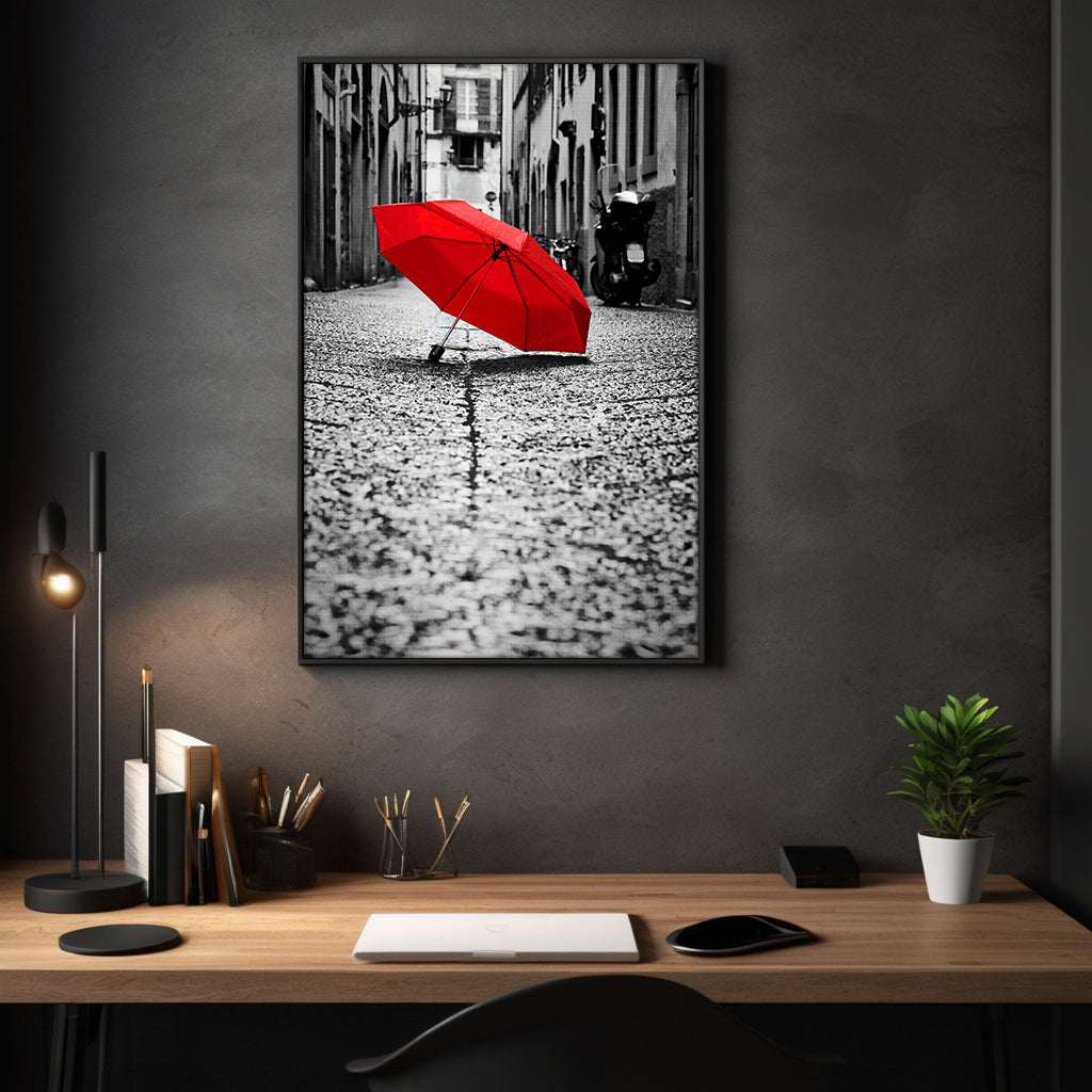 Red Umbrella - Leinwandbild Landschaft SimpleCanvas Canvas