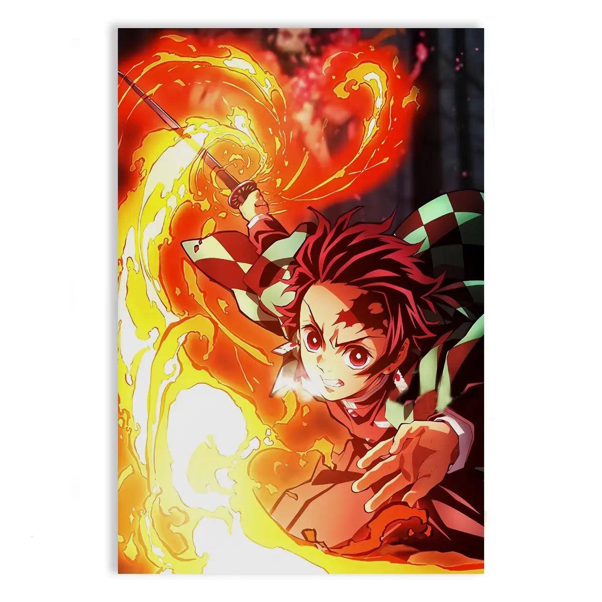 Tanjiro Fire Breathing - Demon Slayer - Anime Leinwandbild - - anime canvas anime wallart anime wallpaper anime wandbild canvas demon slayer canvas demon slayer wall art Foto auf Leinwand home decor leinwandbilder leinwanddeko tanjiro demon slayer tanjiro fire breathing tanjiro water breathing wall art wandbilder