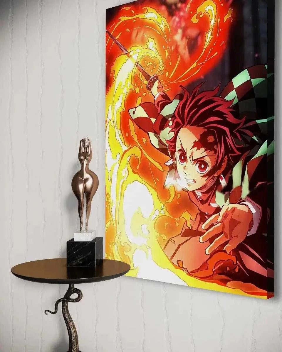 Tanjiro Fire Breathing - Demon Slayer - Anime Leinwandbild SimpleCanvas Canvas