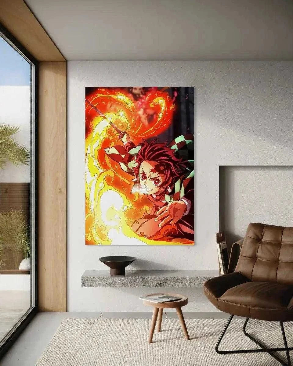 Tanjiro Fire Breathing - Demon Slayer - Anime Leinwandbild SimpleCanvas Canvas