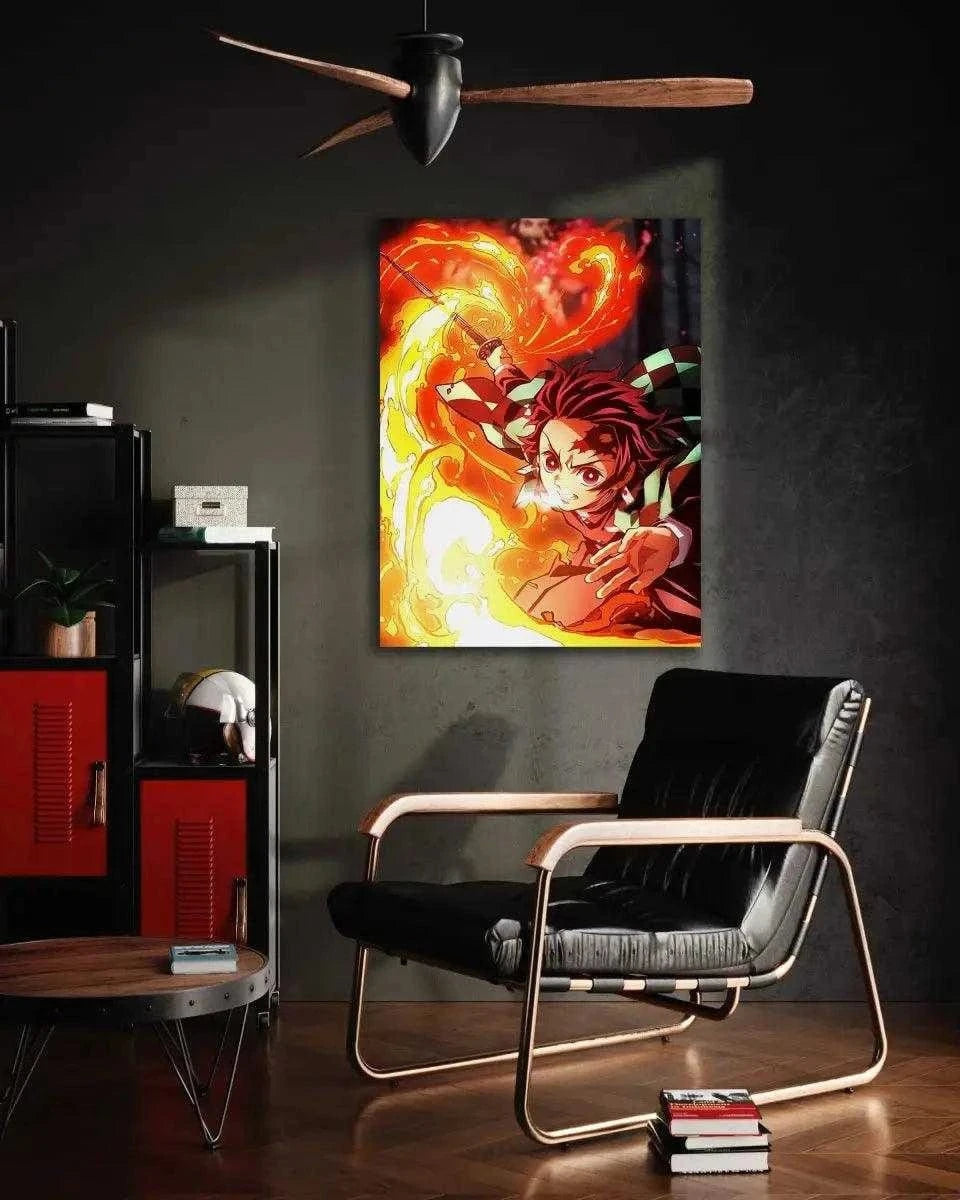 Tanjiro Fire Breathing - Demon Slayer - Anime Leinwandbild SimpleCanvas Canvas