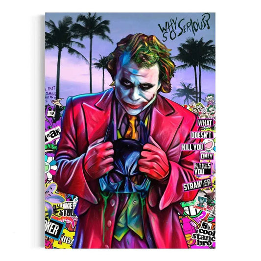 The Dark Joker - Leinwandbild Pop Art - - 120x160 cm 150x200 cm 20x30 cm 40x60 cm 60x90 cm 80x120 cm Art Collection Batman canvas canvas art cat woman wall art champagne wall art Collectible comic dagobert pop art Fan Merchandise Foto auf Leinwand Gift heroesberlinpopart Home Decor joker joker movie joker wallart leinwandbilder luxury wall art pop art pop art canvas the dark knight tropical vibrant wall art wandbilder