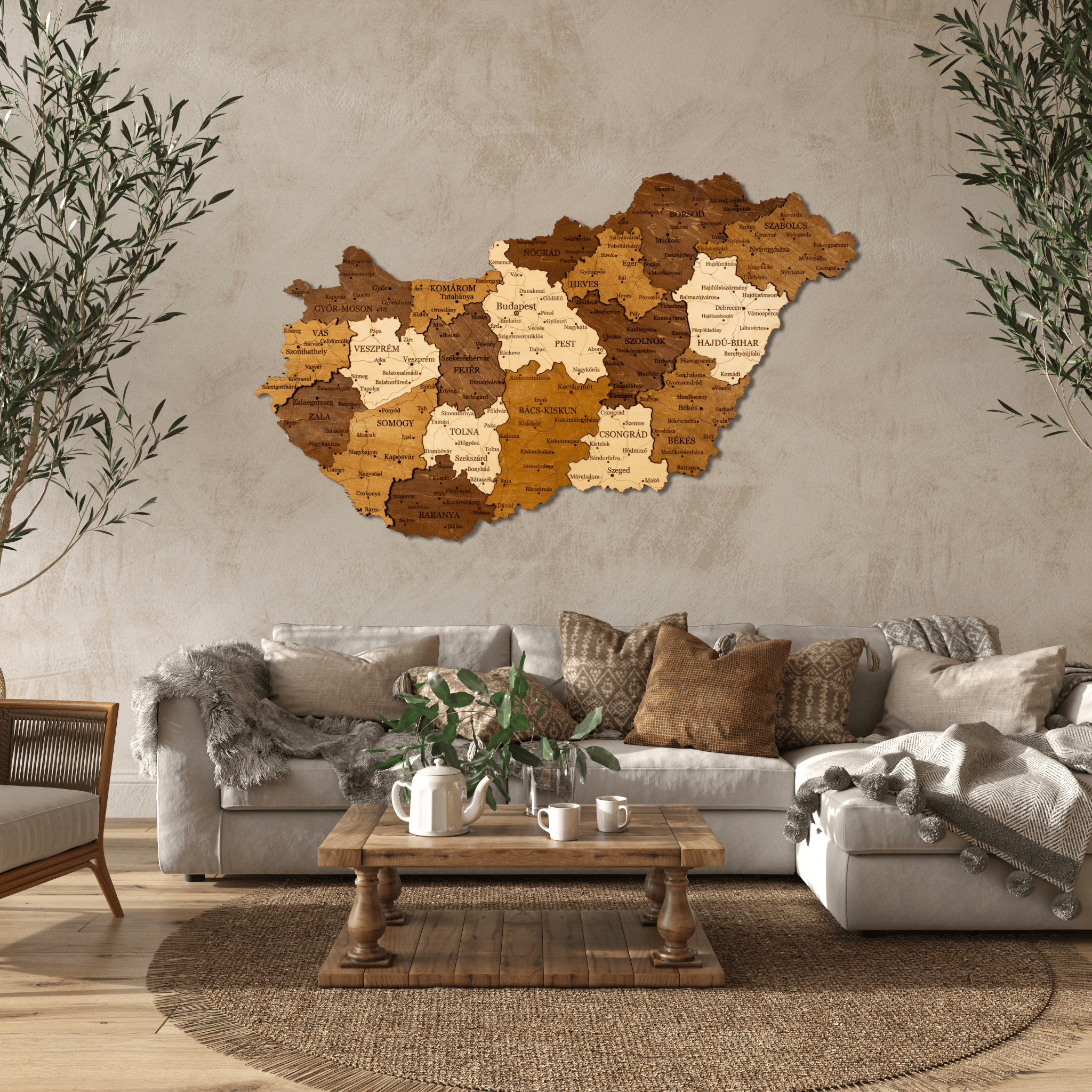 Ungarn 3D Holzkarte The5thFlavour 3D Wooden Country Maps