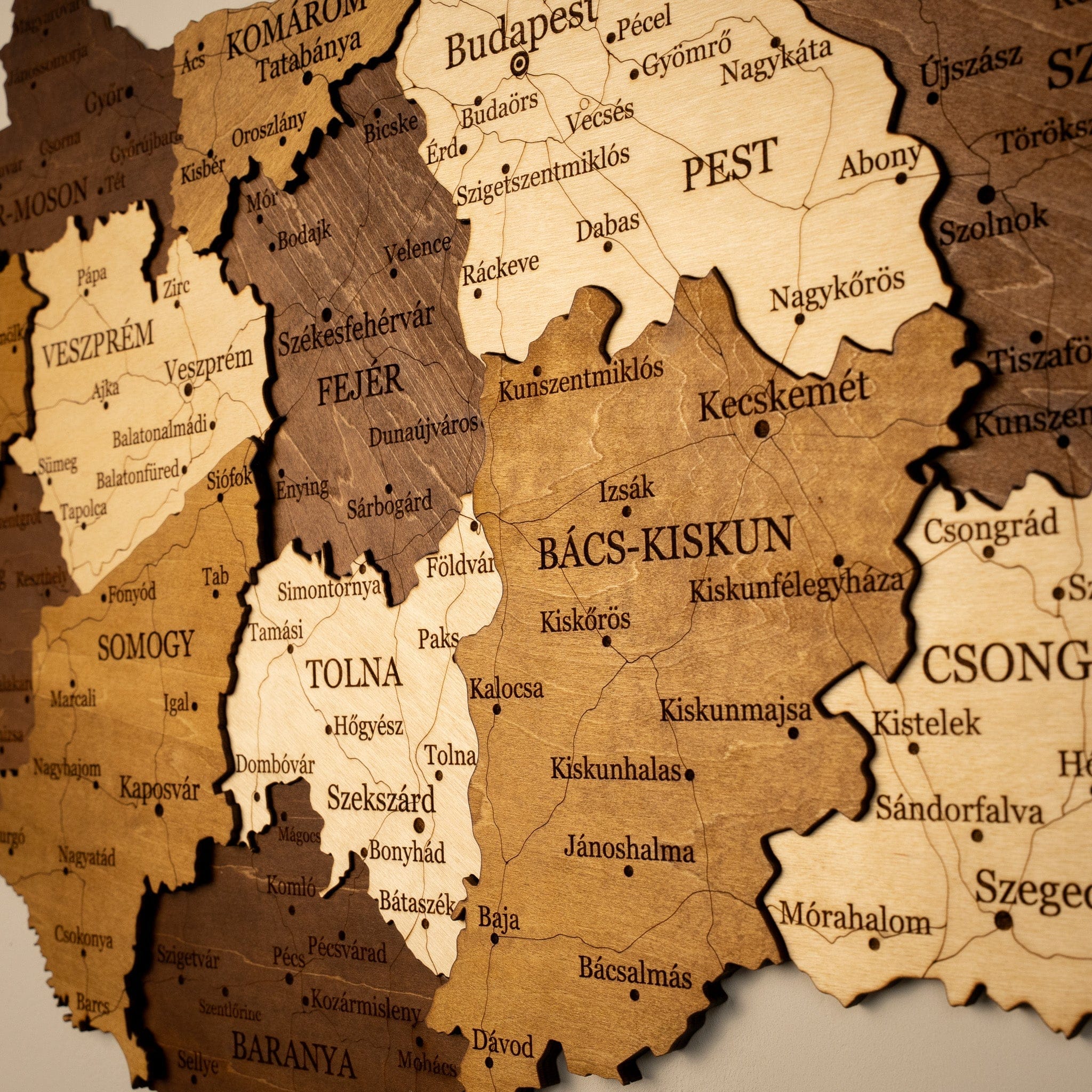 Ungarn 3D Holzkarte The5thFlavour 3D Wooden Country Maps