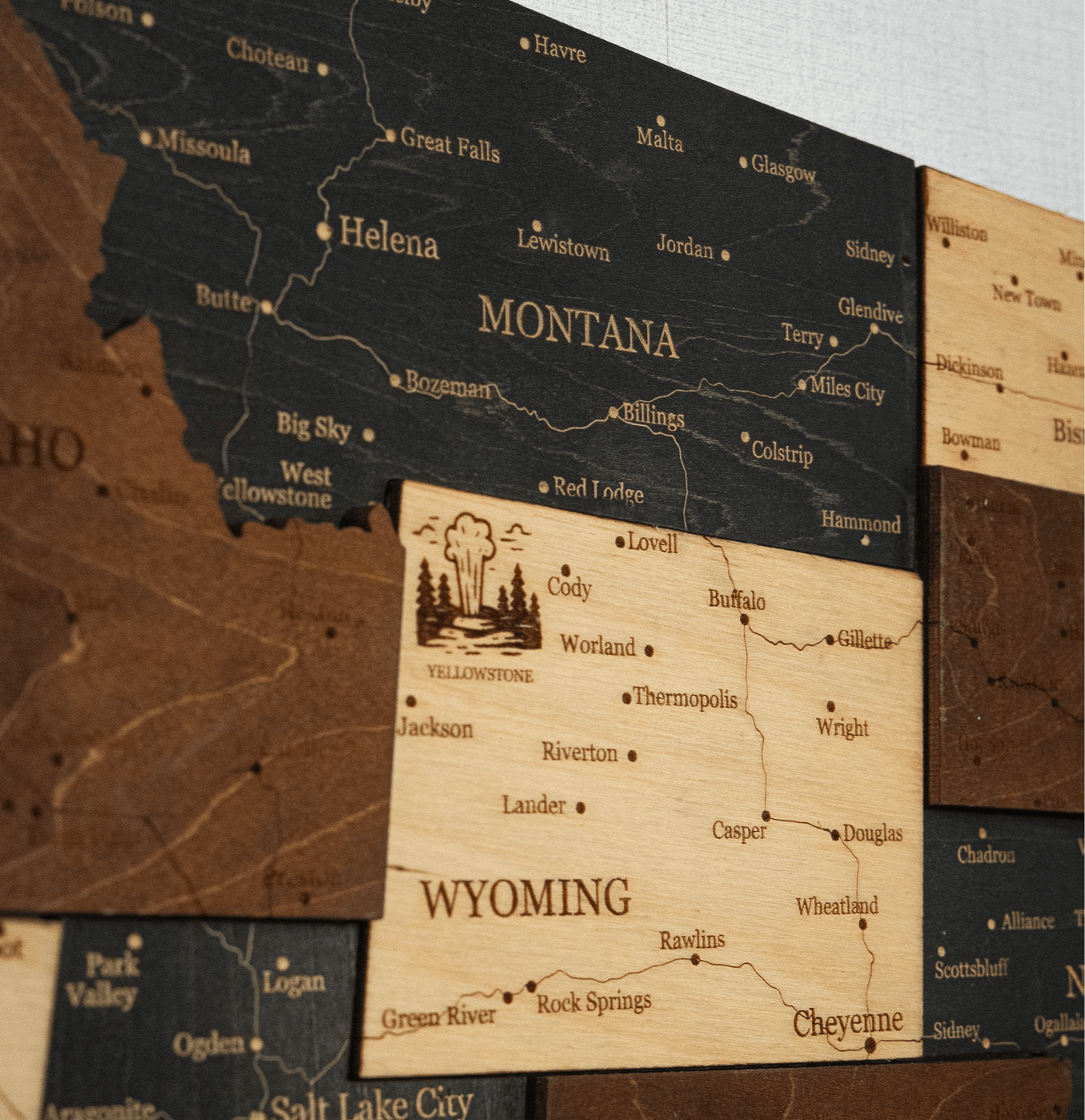 USA 3D Holzkarte The5thFlavour 3D Wooden Country Maps