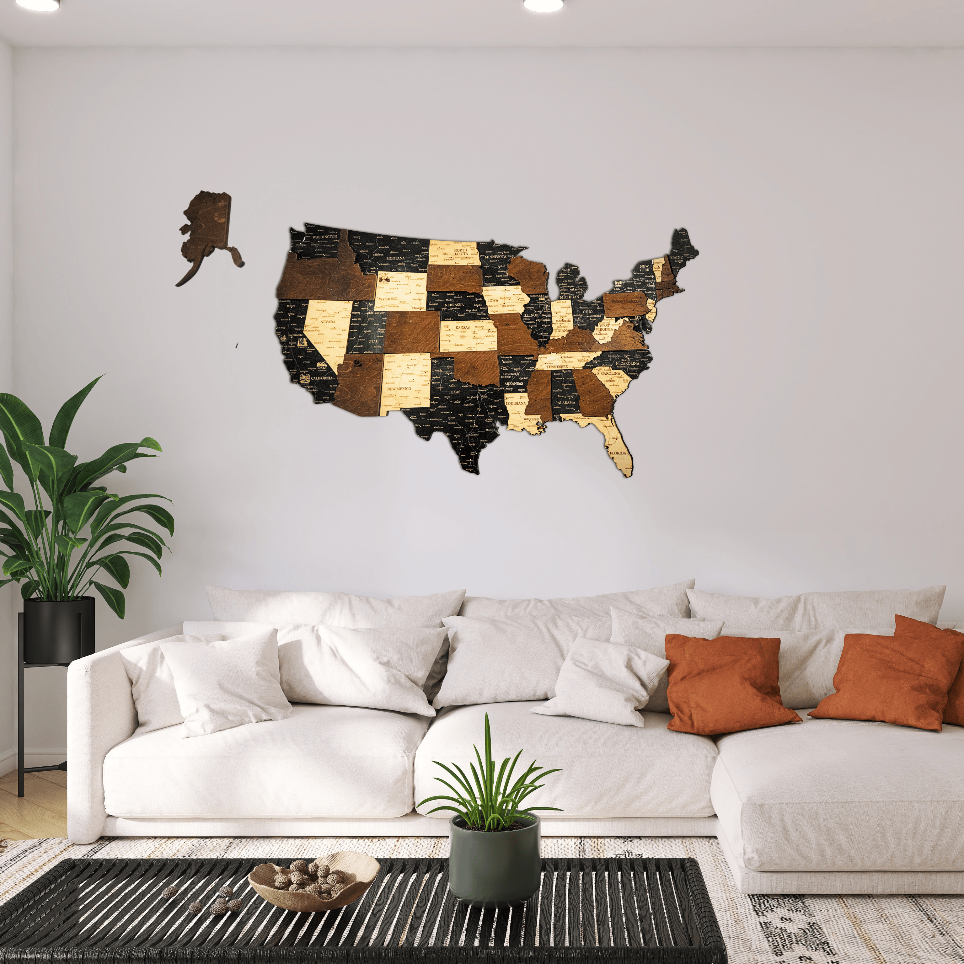 USA 3D Holzkarte The5thFlavour 3D Wooden Country Maps