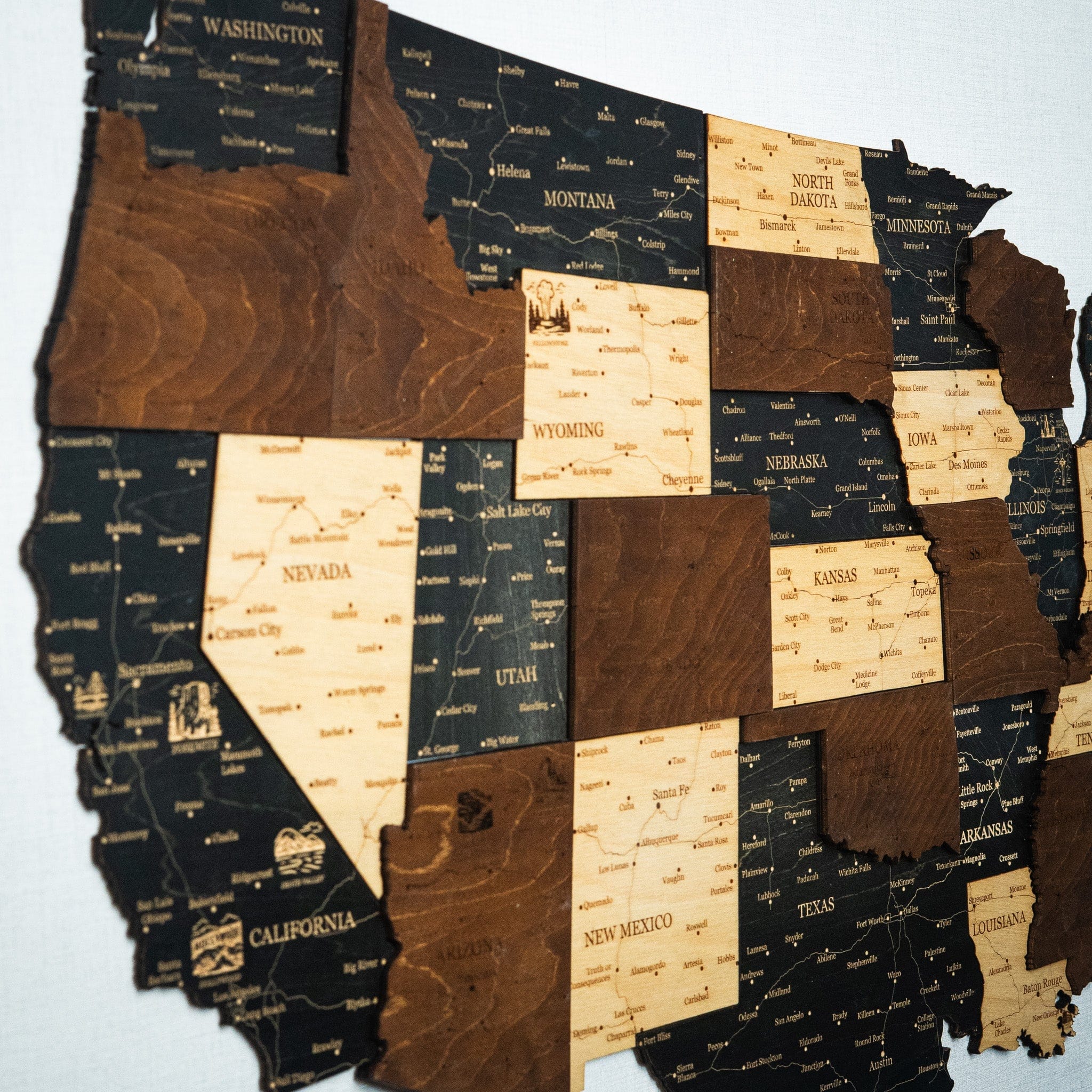 USA 3D Holzkarte The5thFlavour 3D Wooden Country Maps